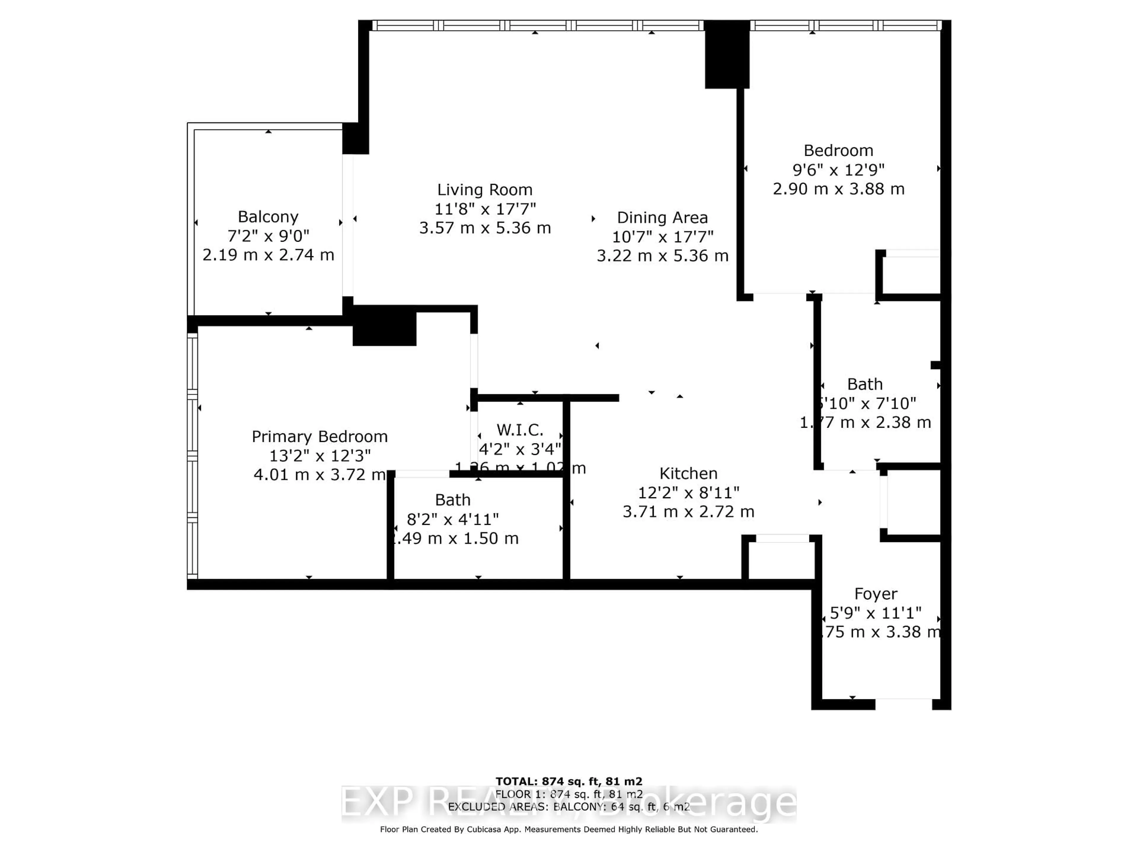 Floor plan for 2910 Highway 7 Rd #1908, Vaughan Ontario L4K 0H8