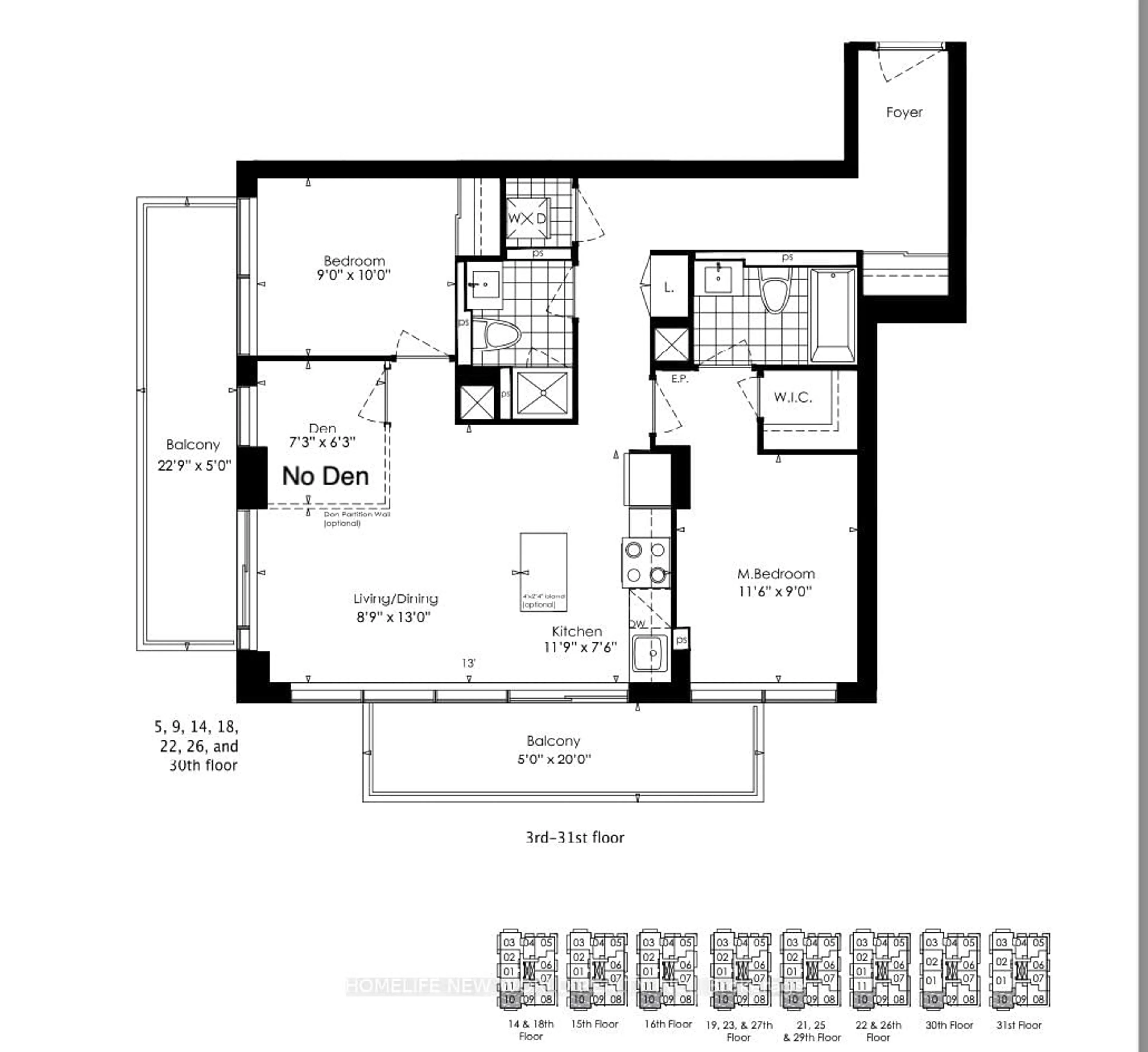 Floor plan for 105 Oneida Cres #2410, Richmond Hill Ontario L4B 0H6
