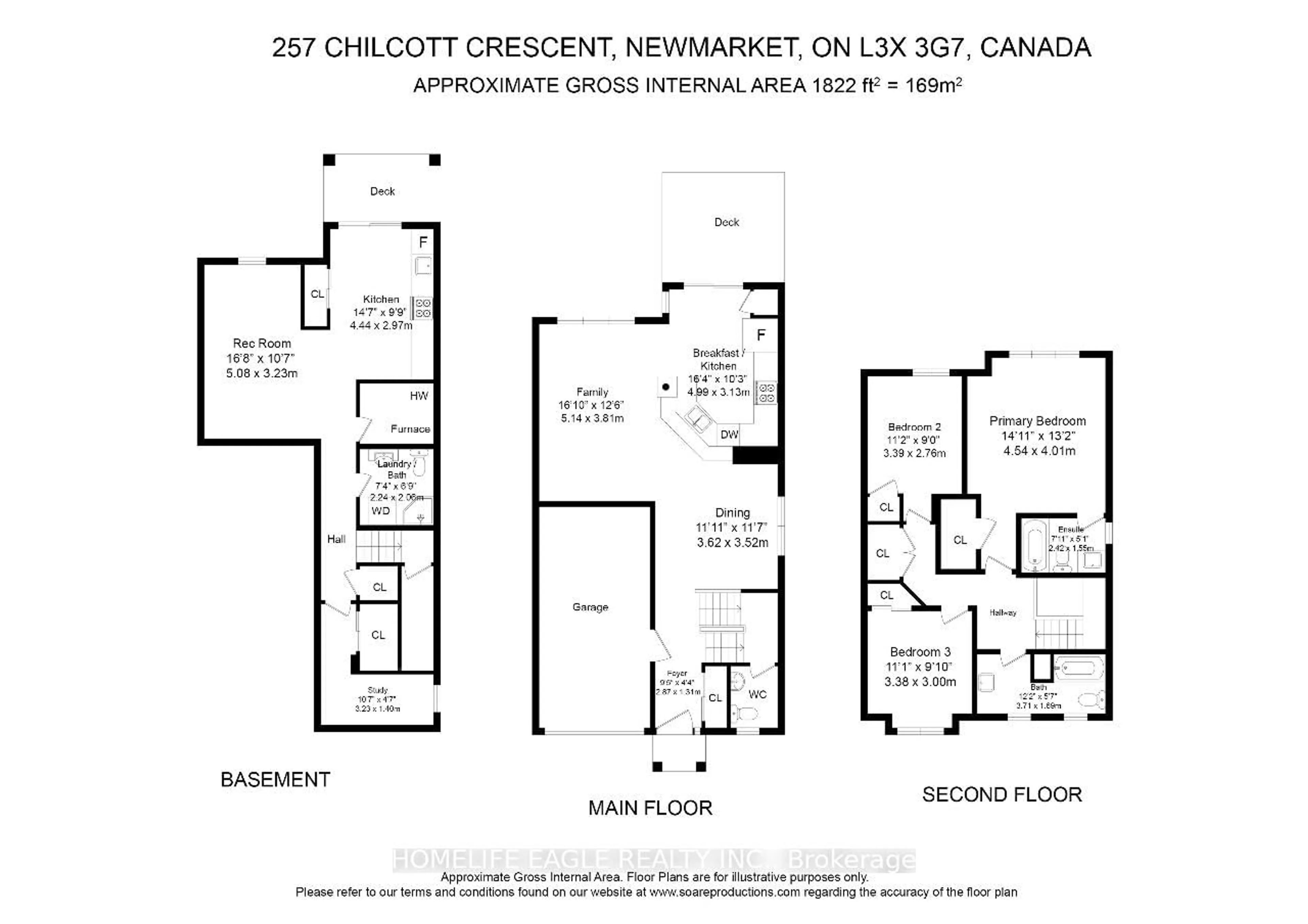 Floor plan for 257 Chilcott Cres, Newmarket Ontario L3X 3G7