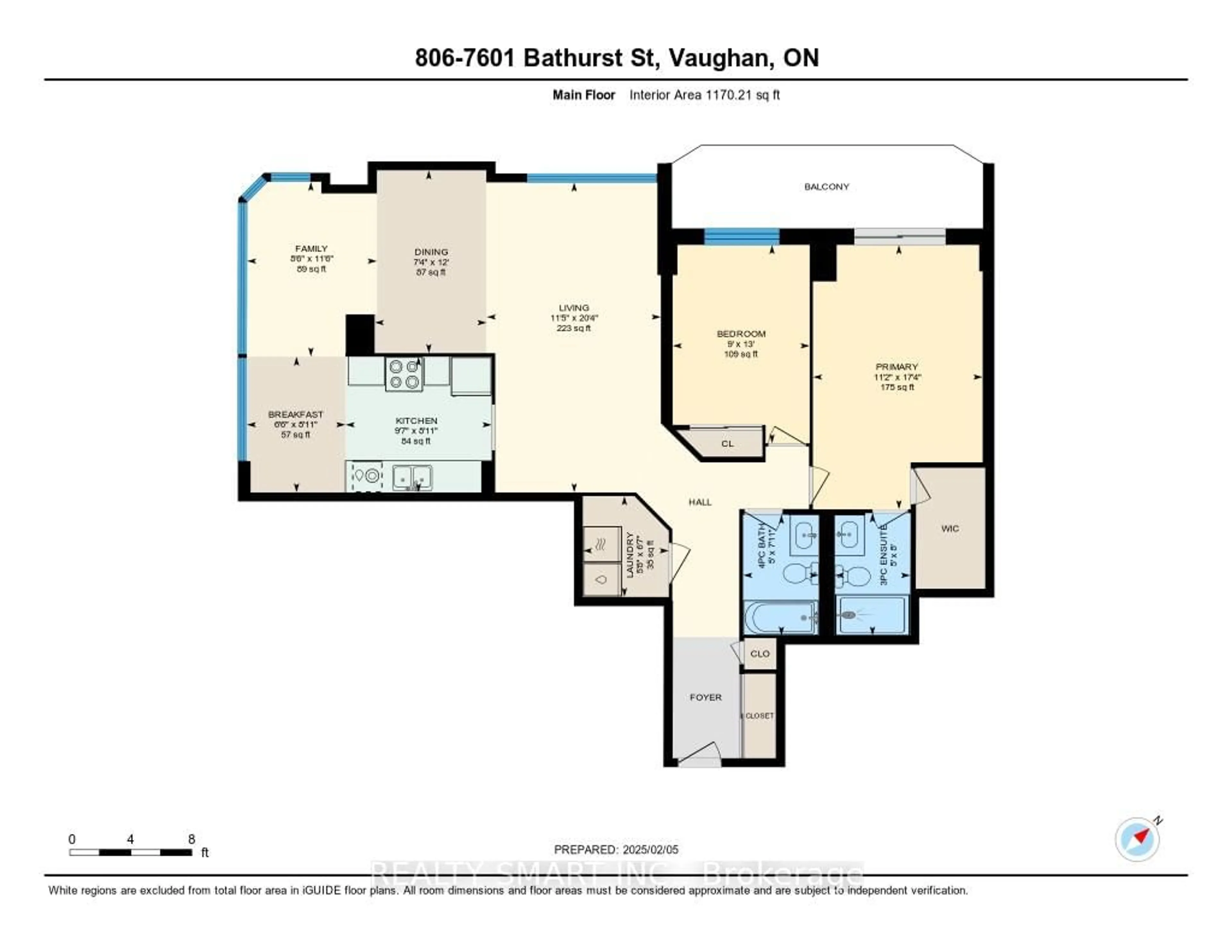 Floor plan for 7601 Bathurst St #806, Vaughan Ontario L4J 4H5