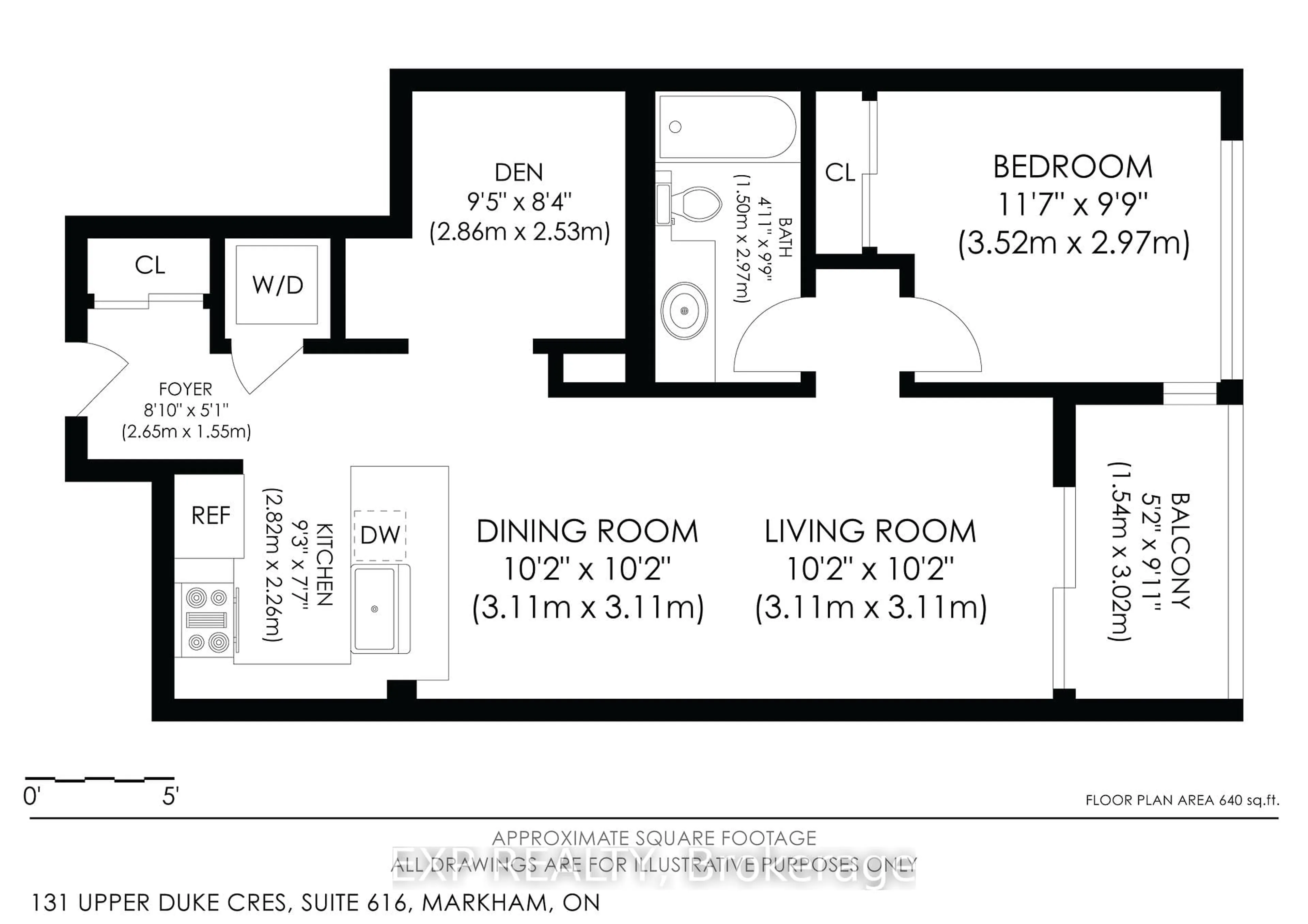 Floor plan for 131 Upper Duke Cres #616, Markham Ontario L6G 0C9