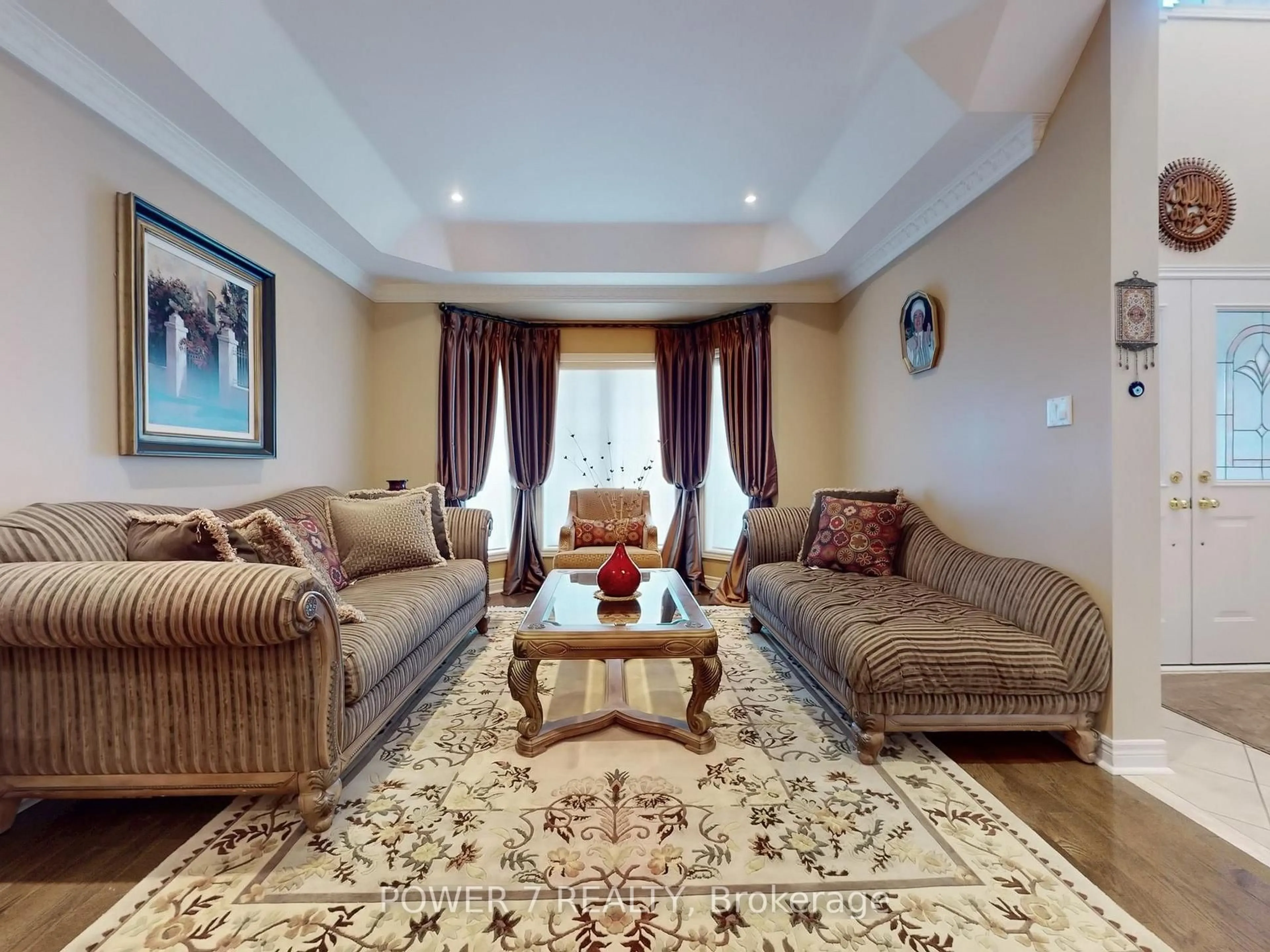 Living room with furniture, carpet floor for 123 Macrill Rd, Markham Ontario L6C 2T3