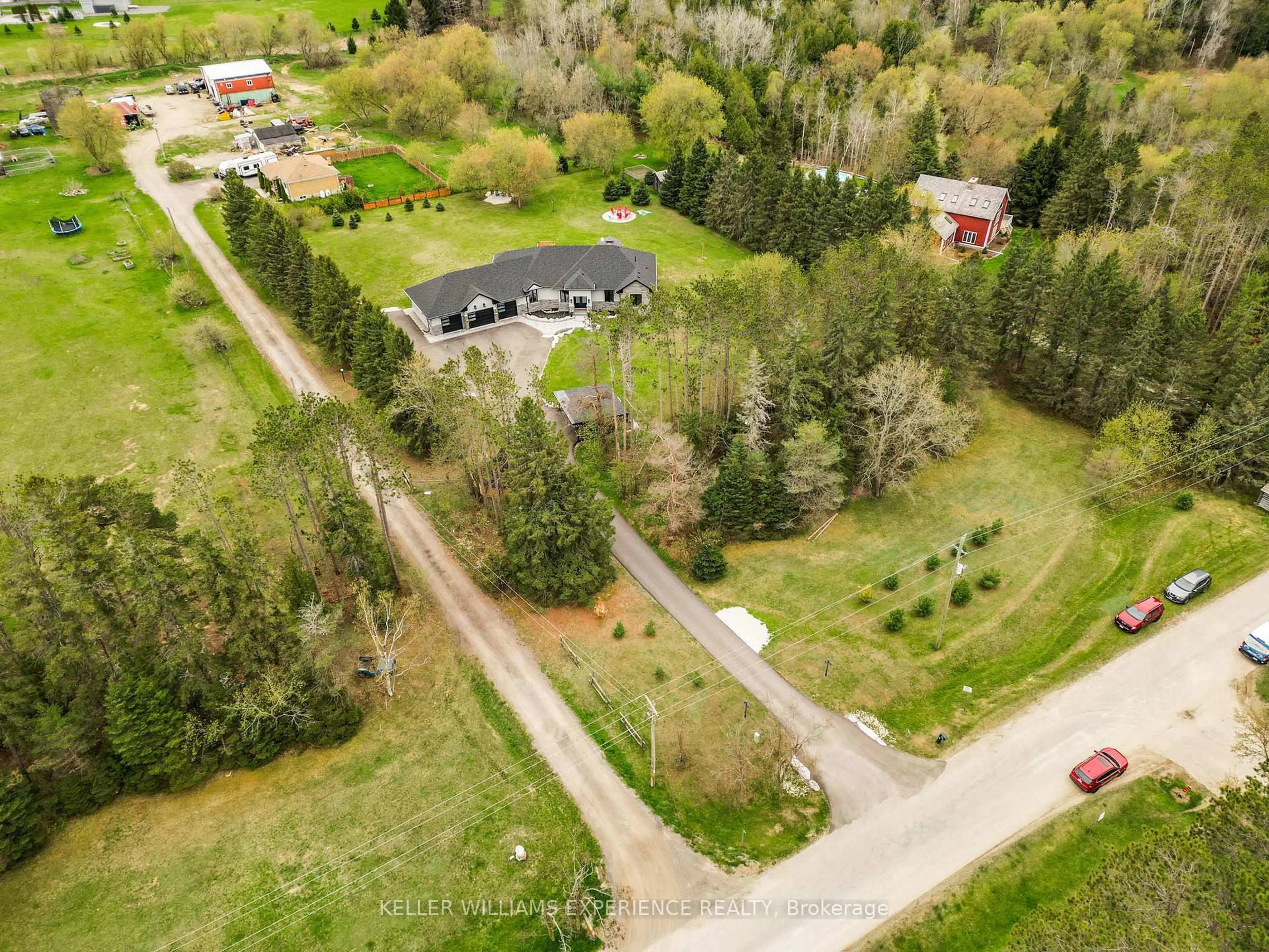 A pic from outside/outdoor area/front of a property/back of a property/a pic from drone, street for 7028 Pine Plains Rd, Adjala-Tosorontio Ontario L0M 1J0
