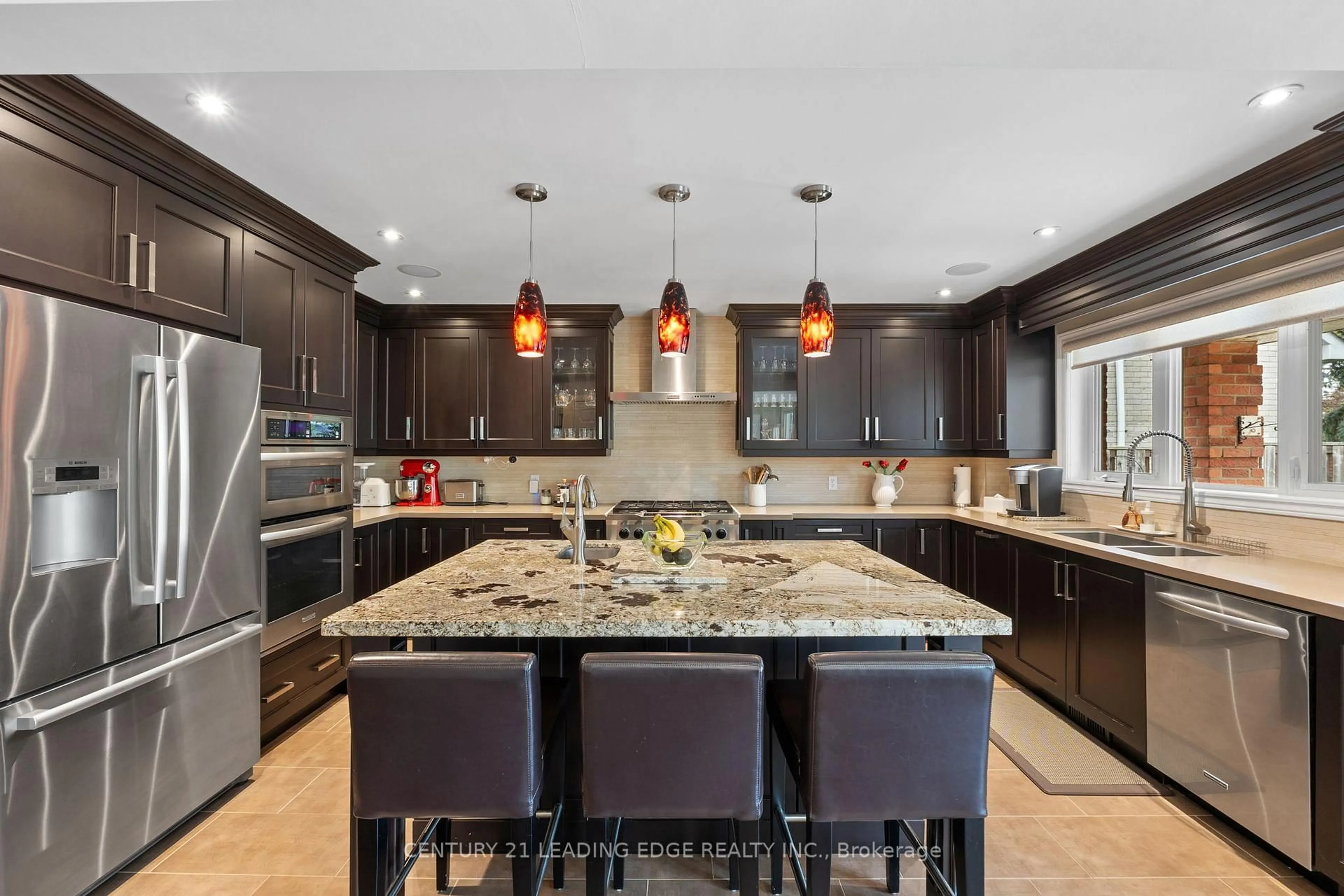 Contemporary kitchen, ceramic/tile floor for 4 Longwater Chse, Markham Ontario L3R 4A2