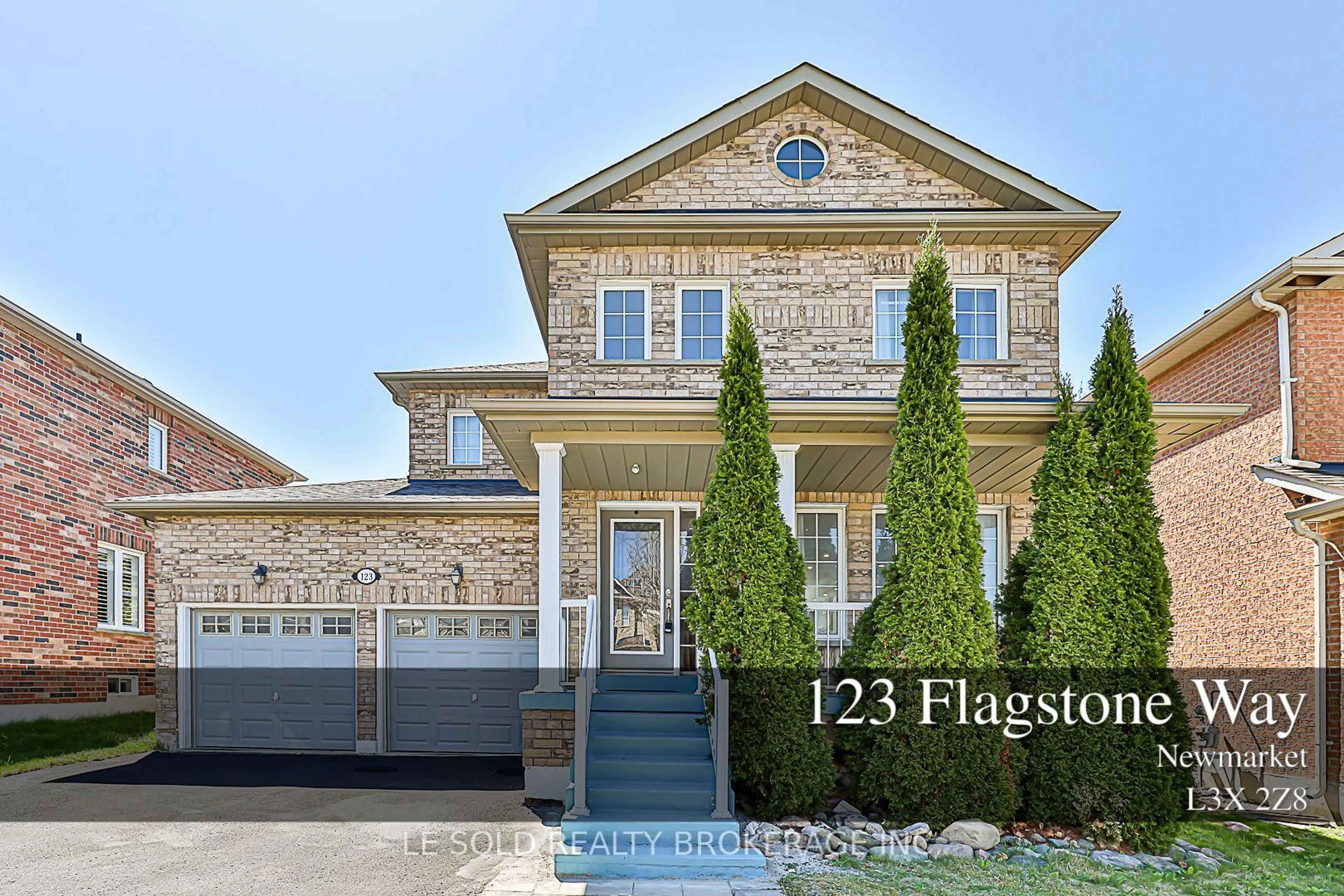 Home with brick exterior material, street for 123 Flagstone Way, Newmarket Ontario L3X 2Z8