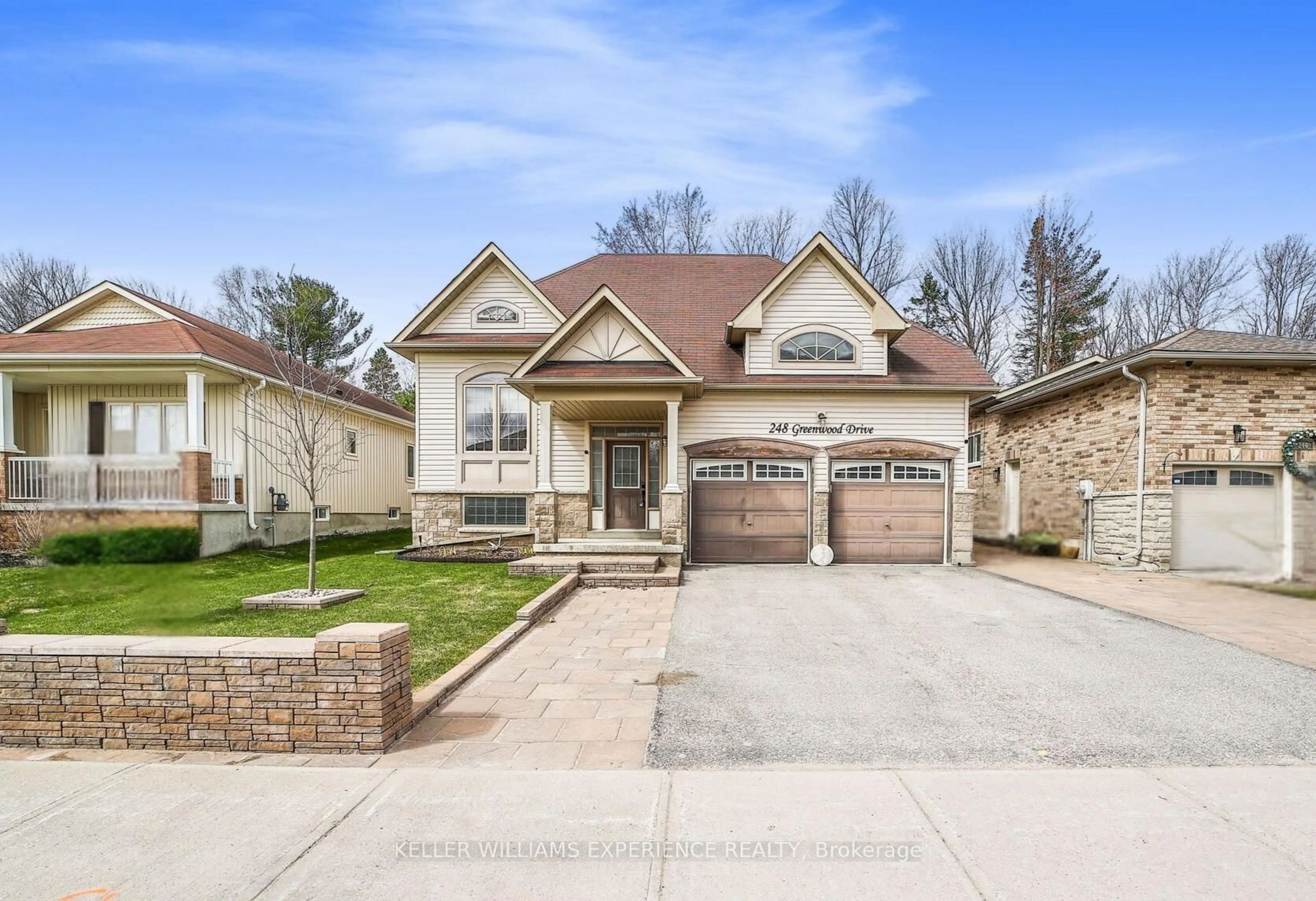 Home with brick exterior material, street for 248 GREENWOOD Dr, Essa Ontario L3W 0E9
