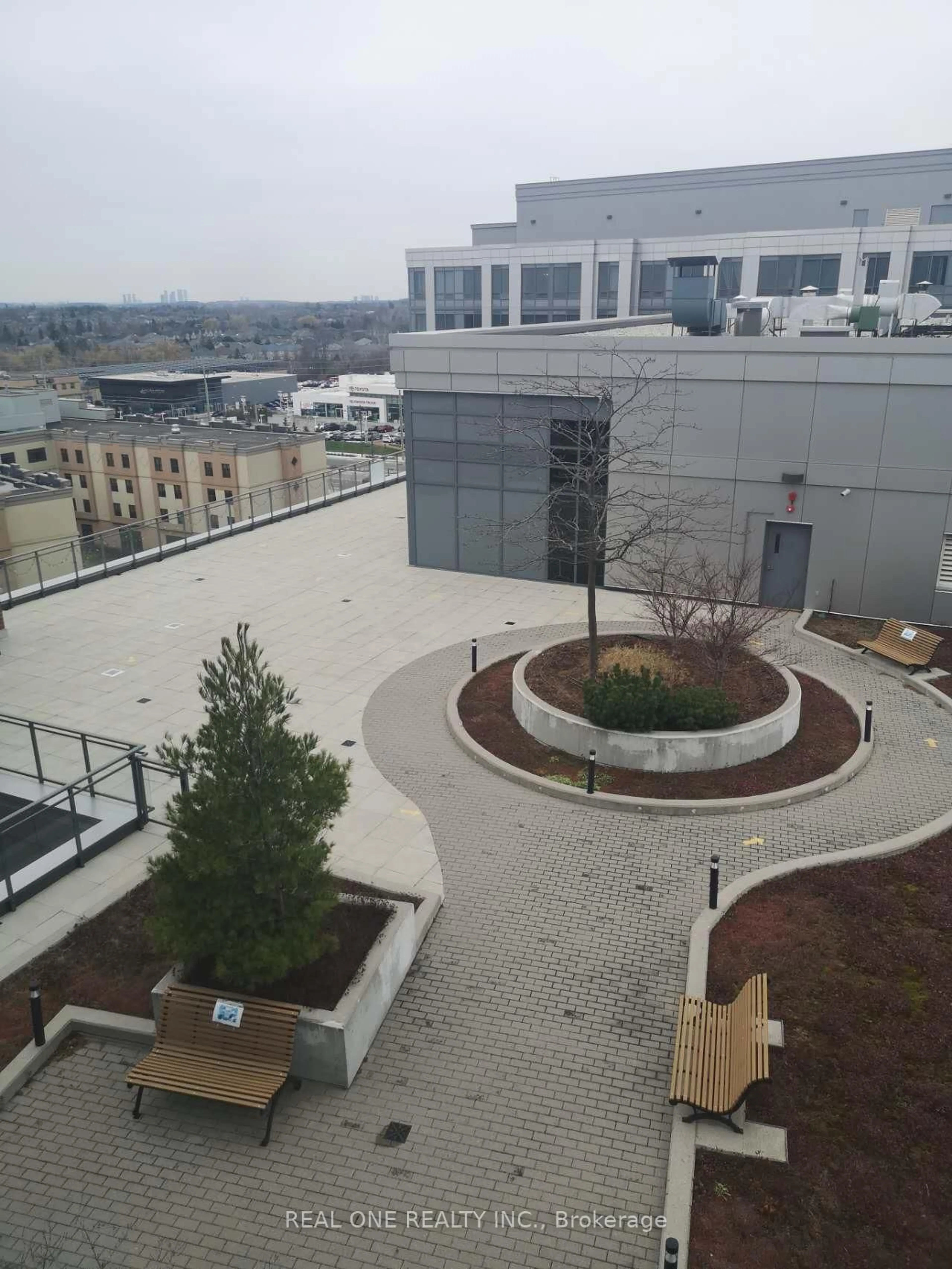 Patio, city buildings view from balcony for 11211 Yonge St #1105, Richmond Hill Ontario L4S 0E9