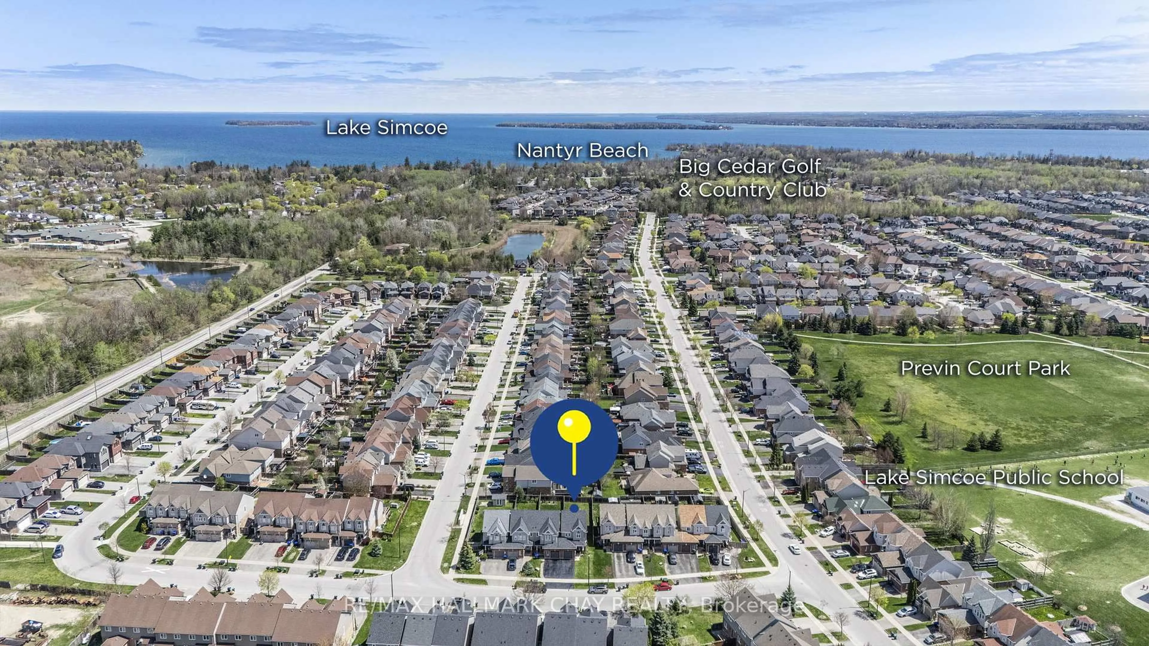 A pic from outside/outdoor area/front of a property/back of a property/a pic from drone, water/lake/river/ocean view for 1765 Lamstone St, Innisfil Ontario L9S 5A1