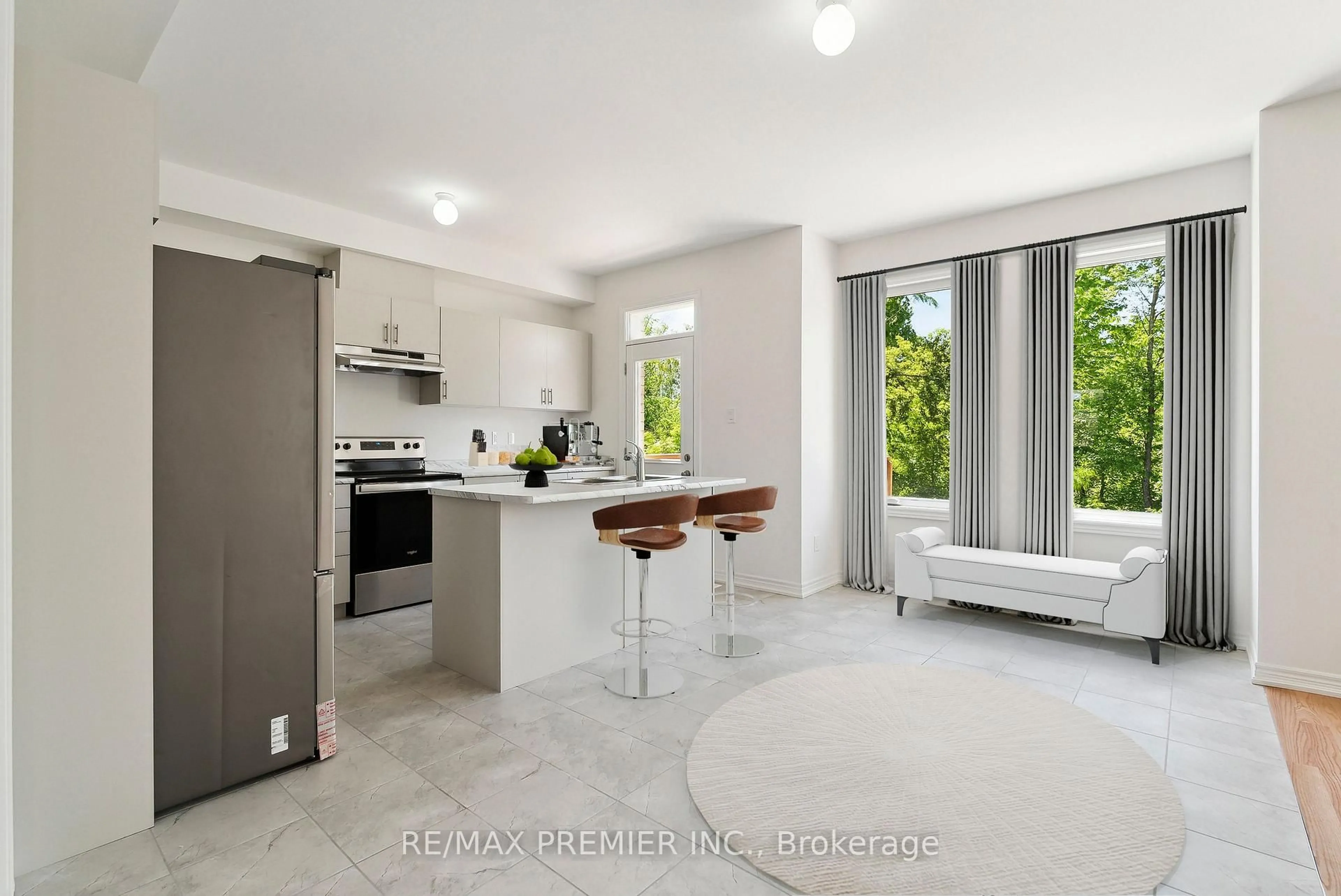 Open concept kitchen, ceramic/tile floor for 52 Baycroft Blvd, Essa Ontario L0M 1B5