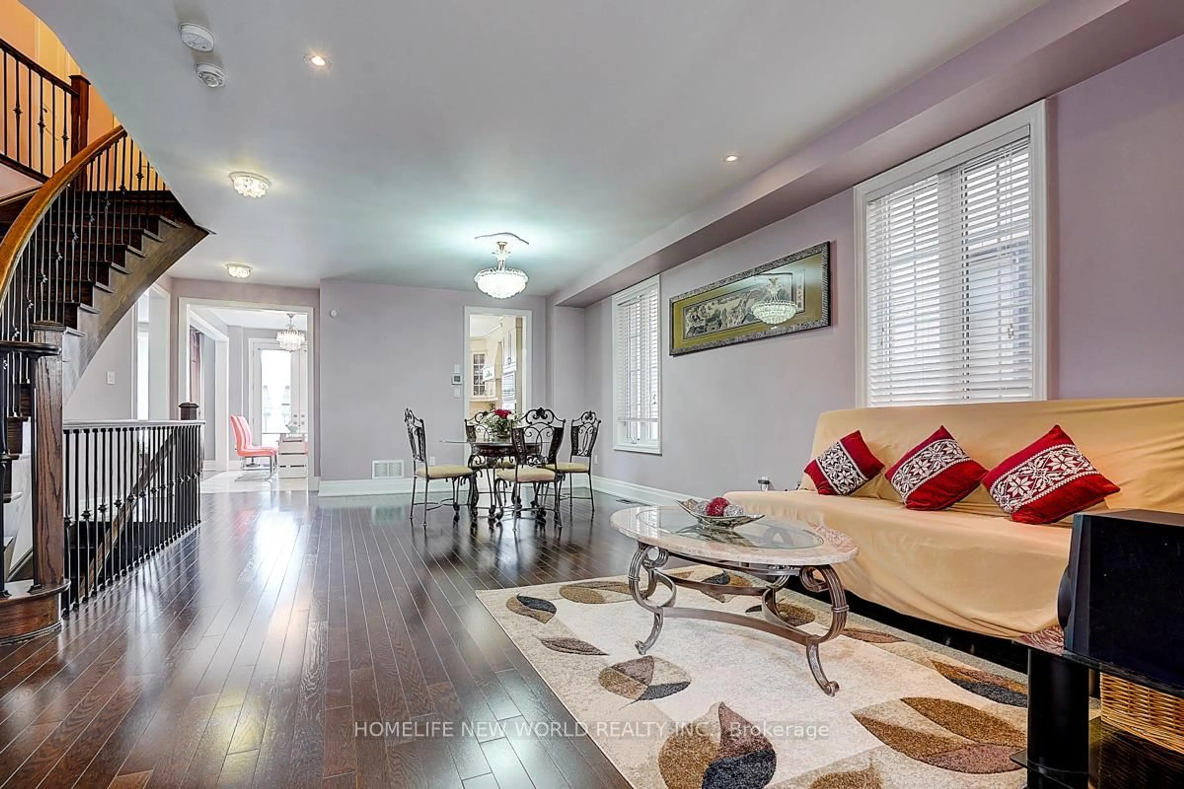 Living room with furniture, wood/laminate floor for 123 Fitzmaurice Dr, Vaughan Ontario L6A 4X2