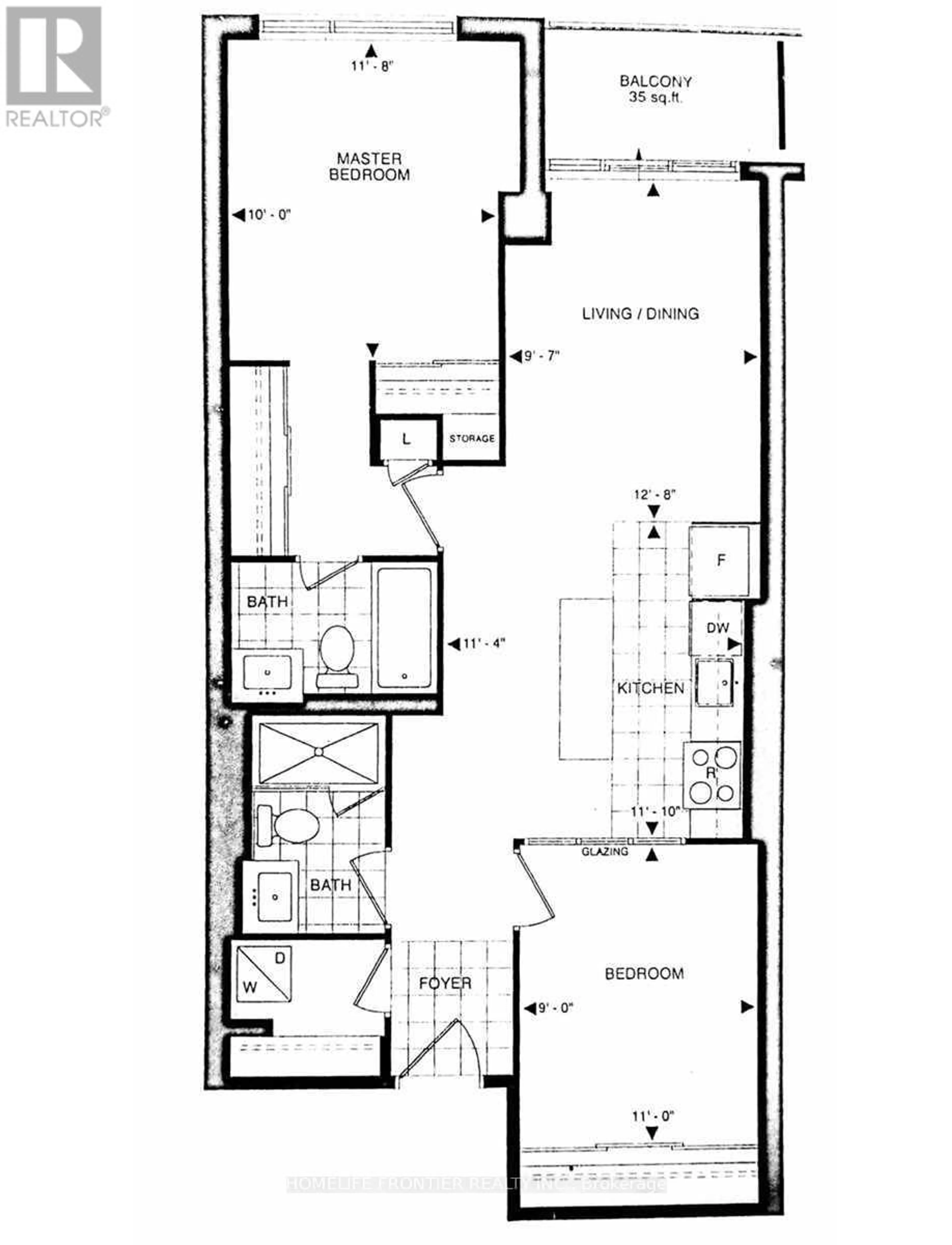 Floor plan for 9191 Yonge St #512, Richmond Hill Ontario L4C 1E2