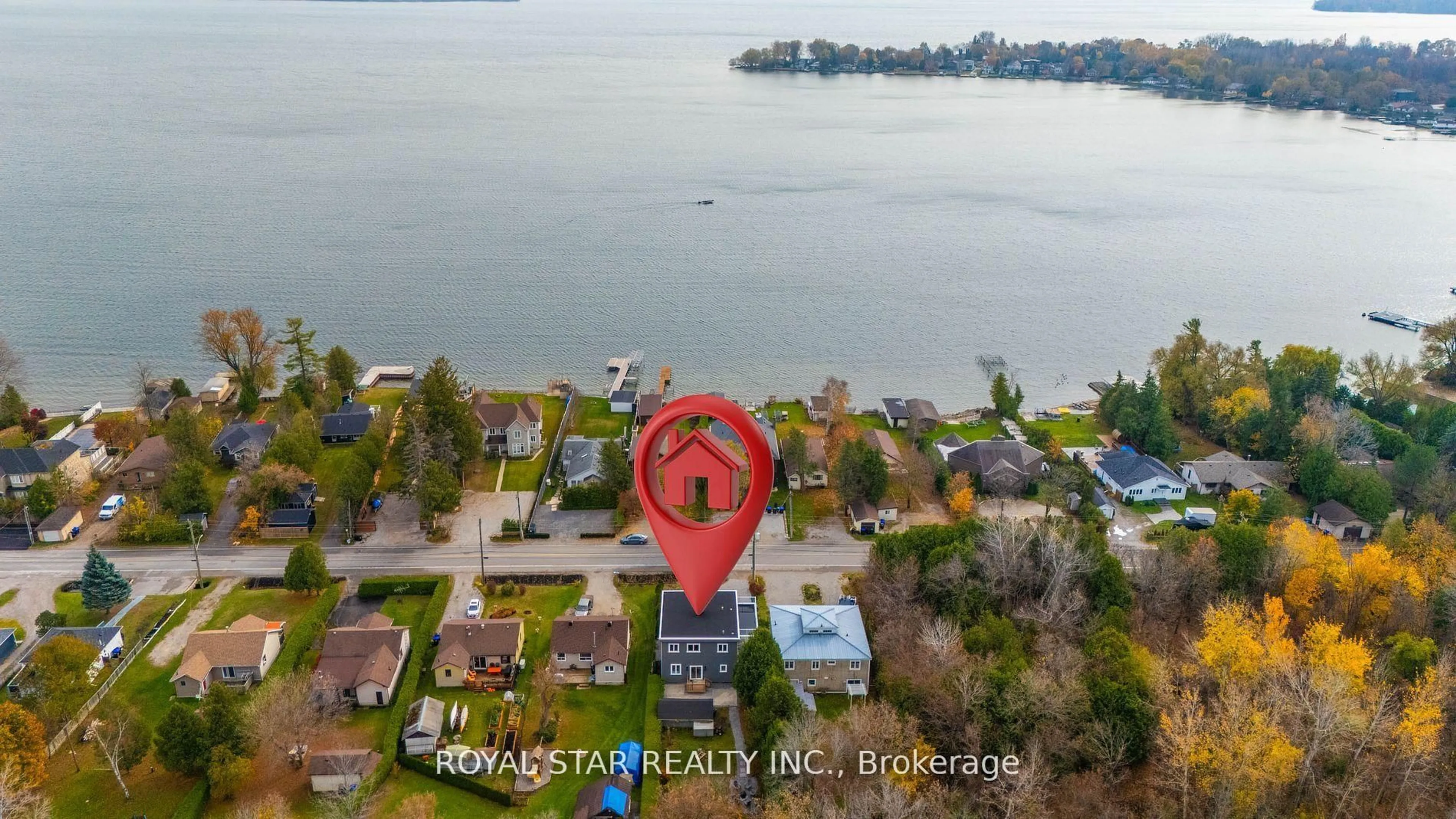 A pic from outside/outdoor area/front of a property/back of a property/a pic from drone, water/lake/river/ocean view for 1372 Maple Rd, Innisfil Ontario L0L 1W0