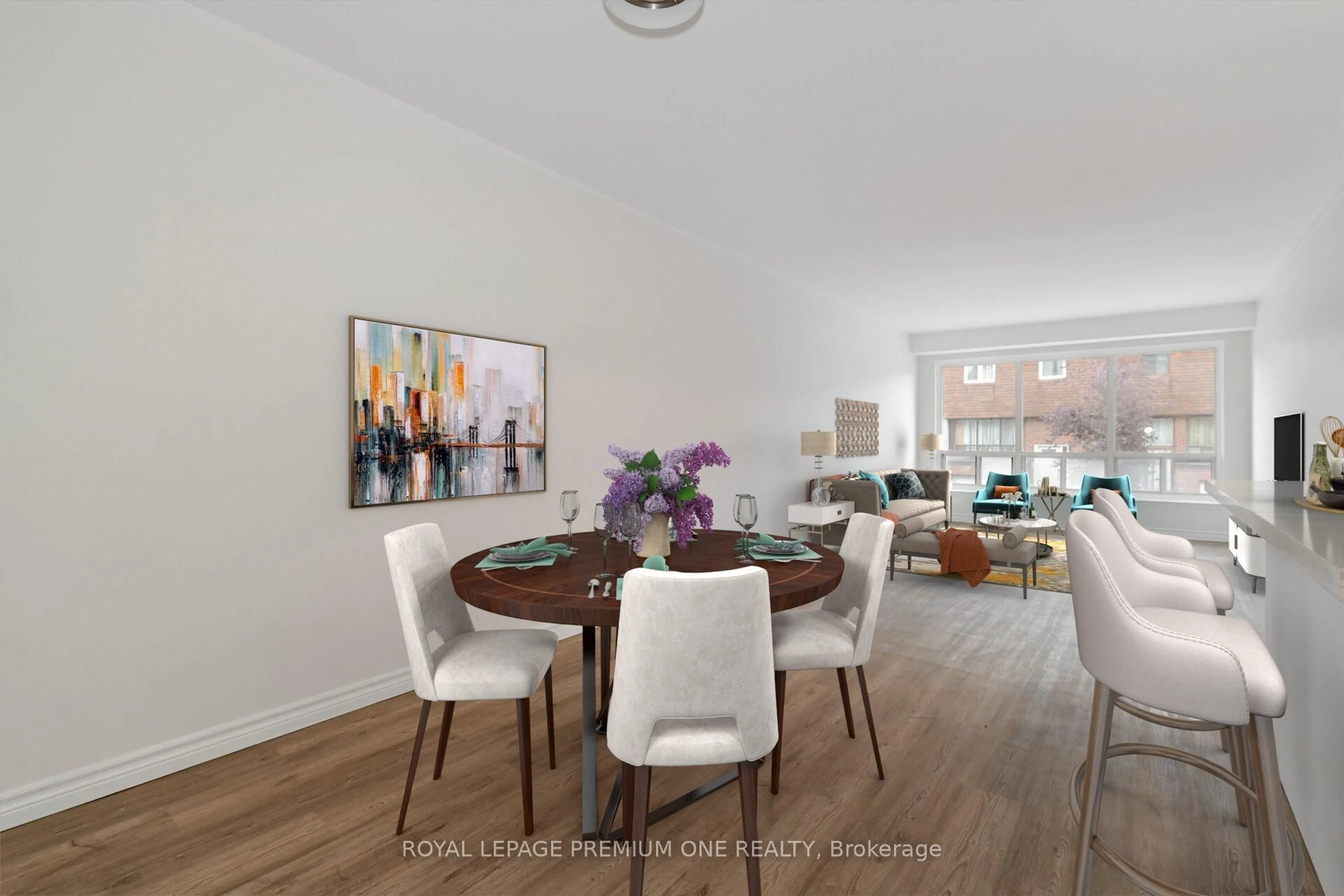 Dining room, wood/laminate floor for 48 Stately Way #24, Markham Ontario L3T 3Z8