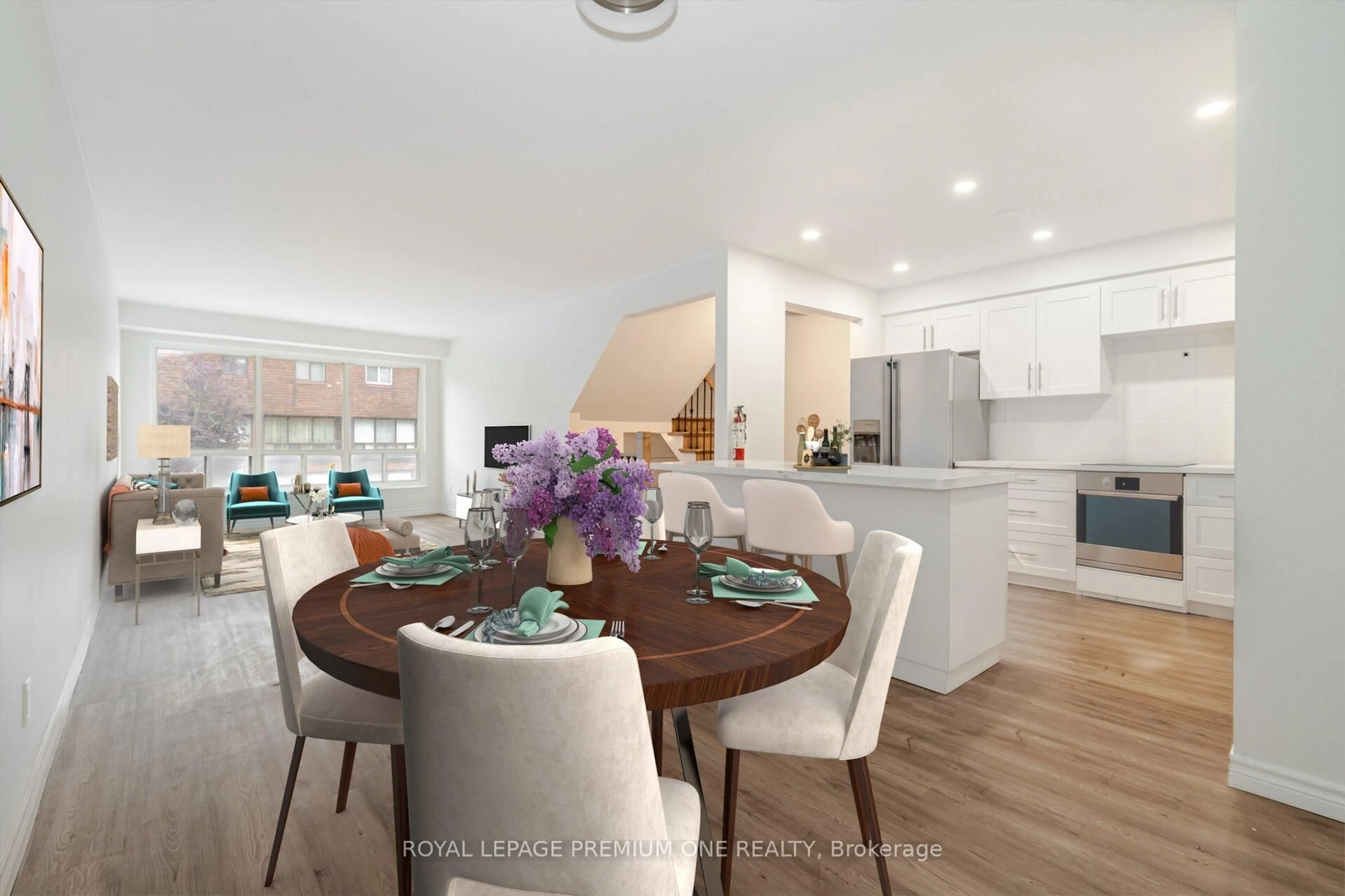 Open concept kitchen, wood/laminate floor for 48 Stately Way #24, Markham Ontario L3T 3Z8