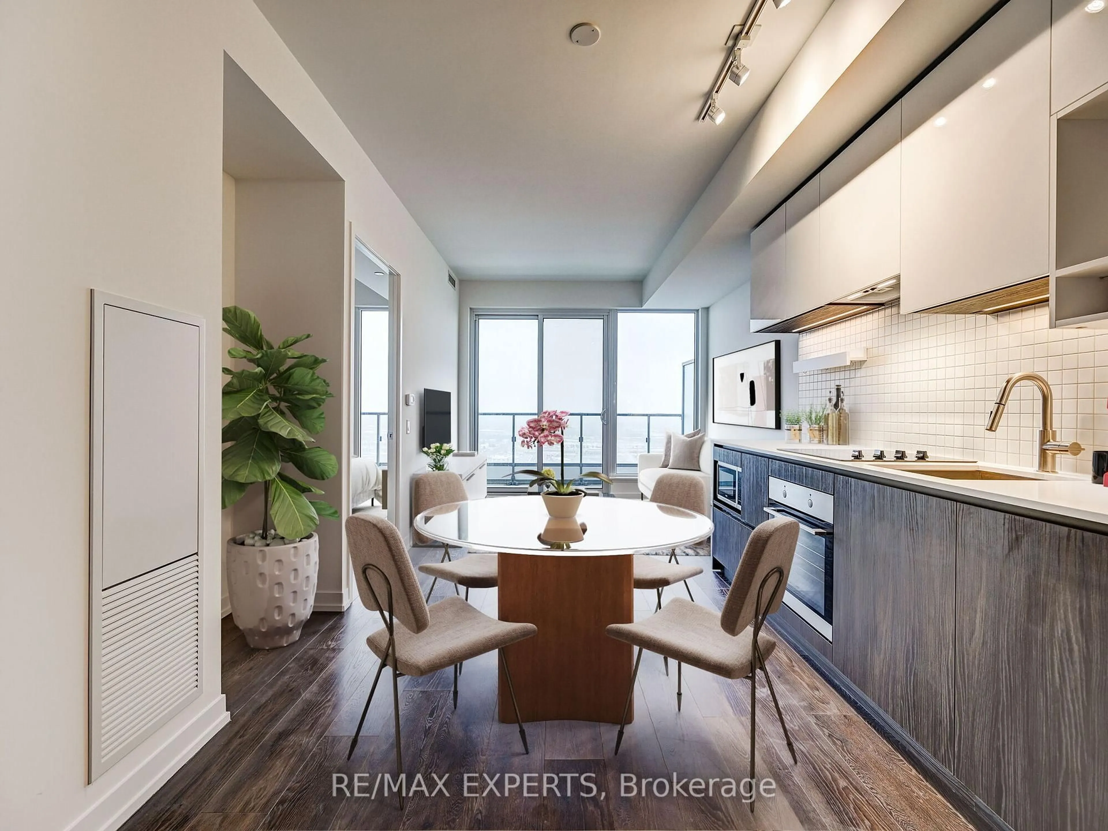 Open concept kitchen, wood/laminate floor for 5 Buttermill Ave #3505, Vaughan Ontario L4K 0J5