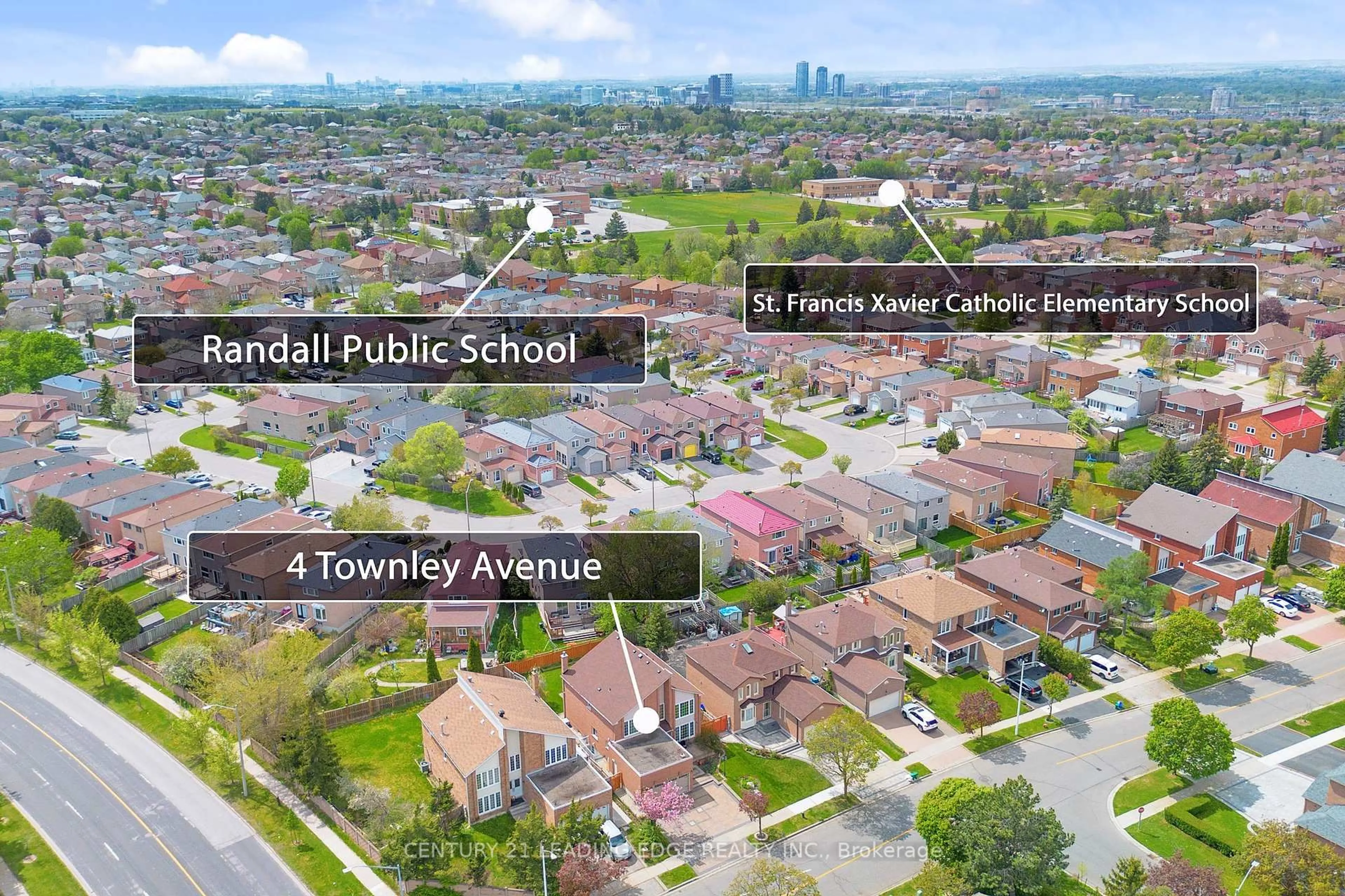 A pic from outside/outdoor area/front of a property/back of a property/a pic from drone, street for 4 Townley Ave, Markham Ontario L3S 1C9