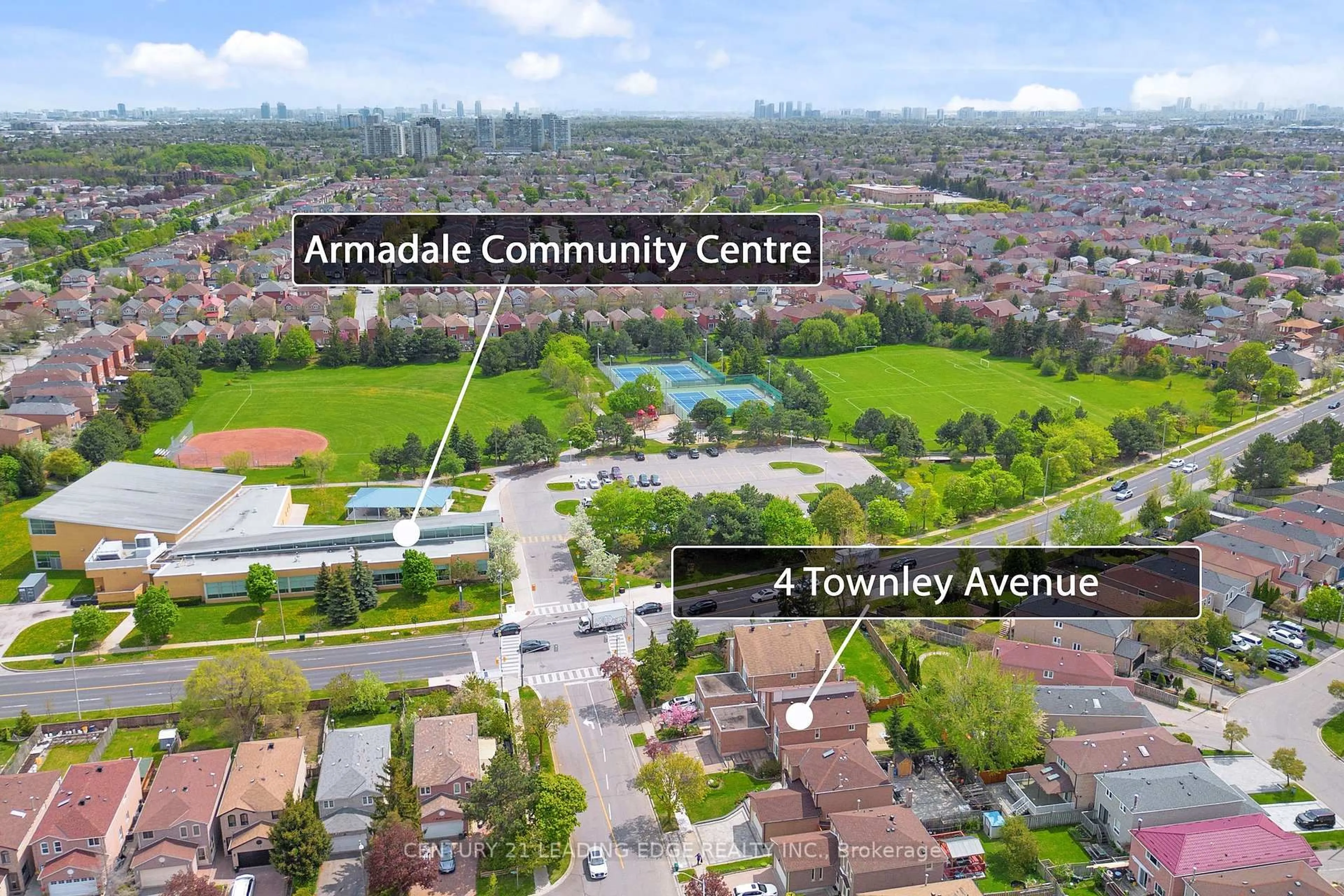 A pic from outside/outdoor area/front of a property/back of a property/a pic from drone, street for 4 Townley Ave, Markham Ontario L3S 1C9