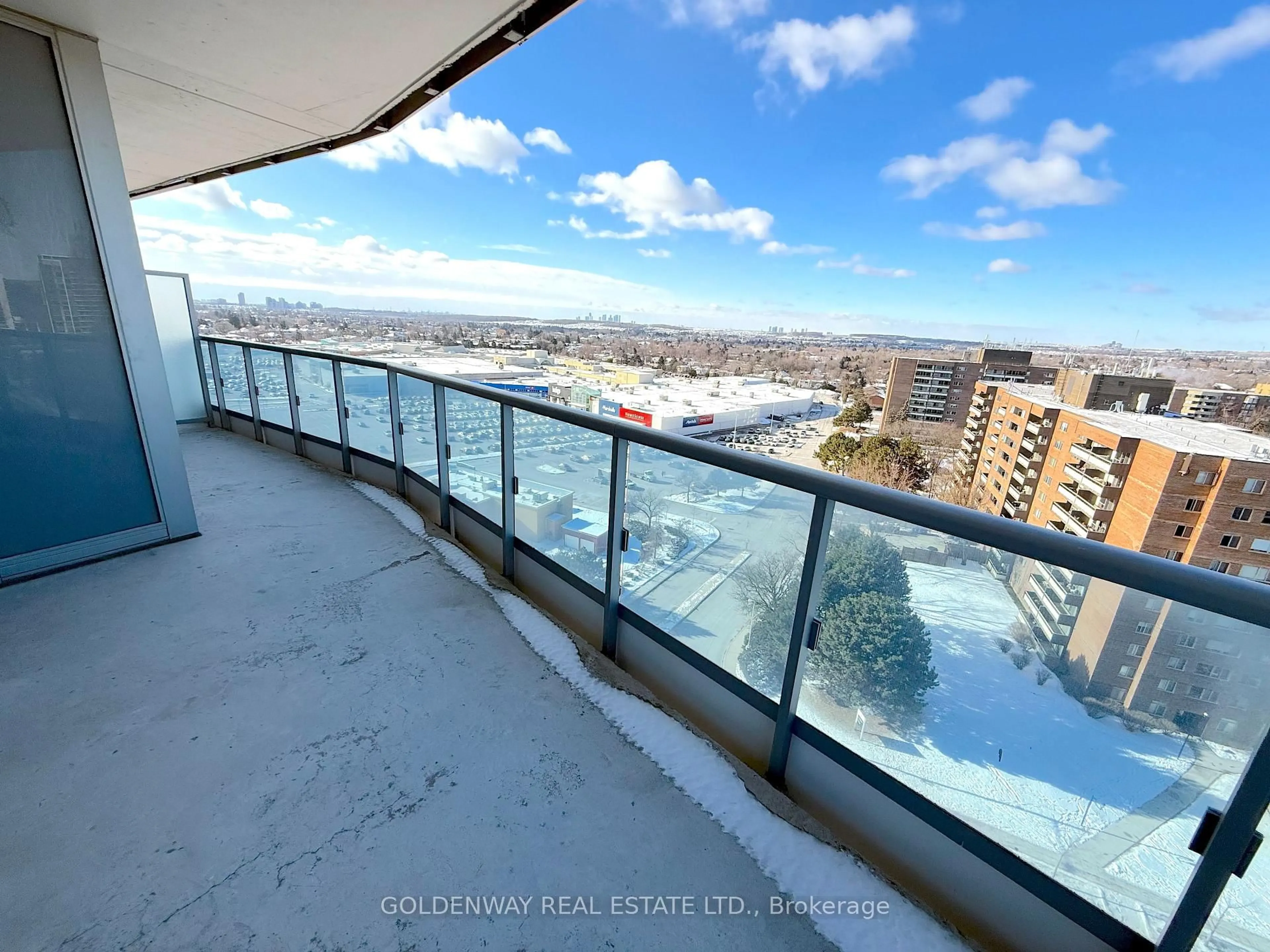 Balcony in the apartment, city buildings view from balcony for 9471 Yonge St #1515, Richmond Hill Ontario L4C 0Z5
