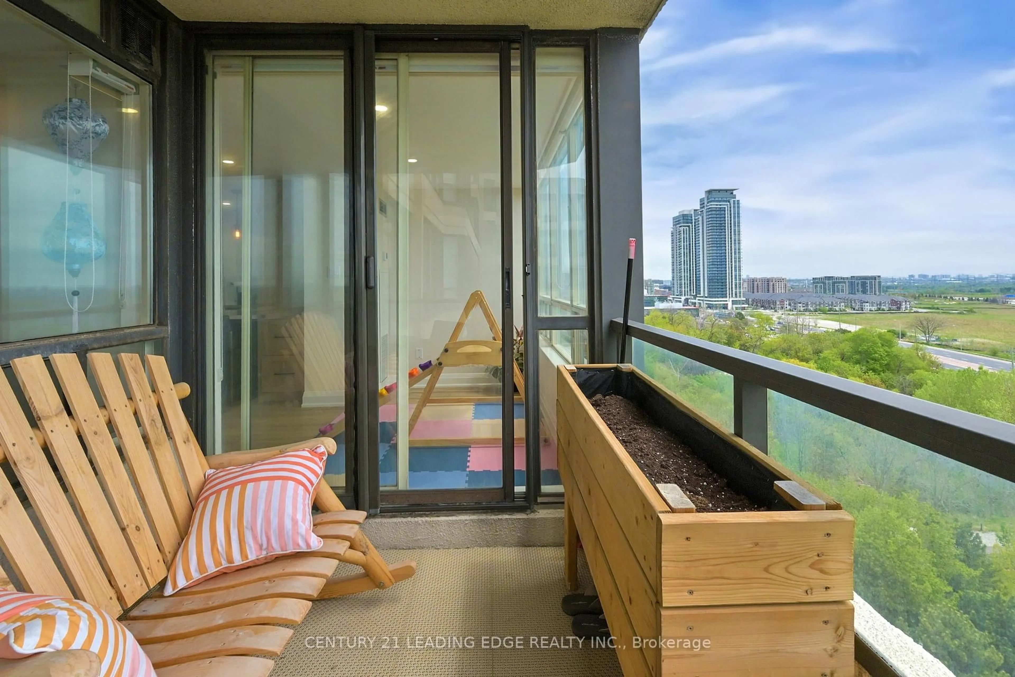 Balcony in the apartment, city buildings view from balcony for 8501 Bayview Ave #1203, Richmond Hill Ontario L4B 3J7