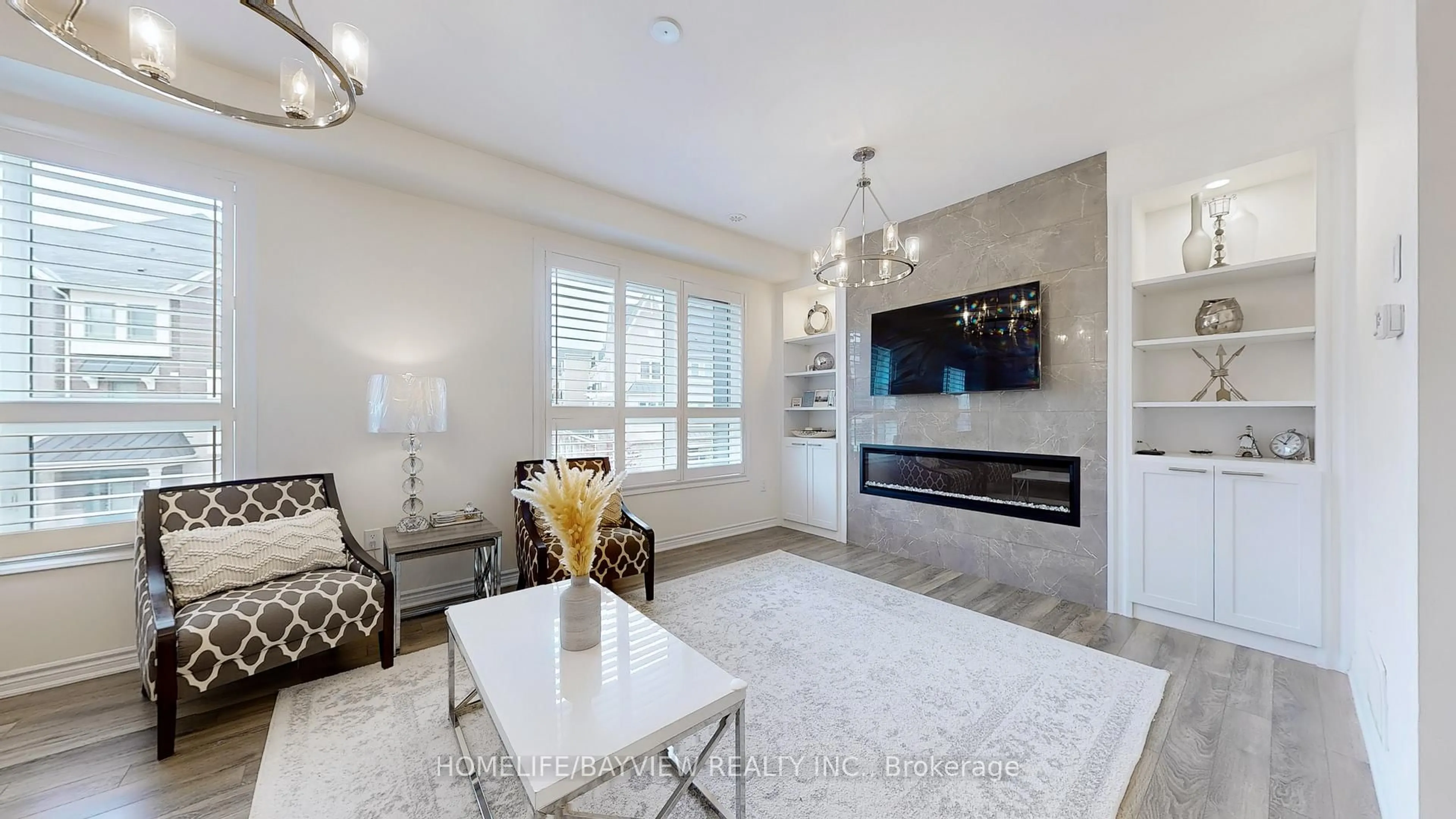 Living room with furniture, ceramic/tile floor for 24 George Patton Ave, Markham Ontario L6B 1M7