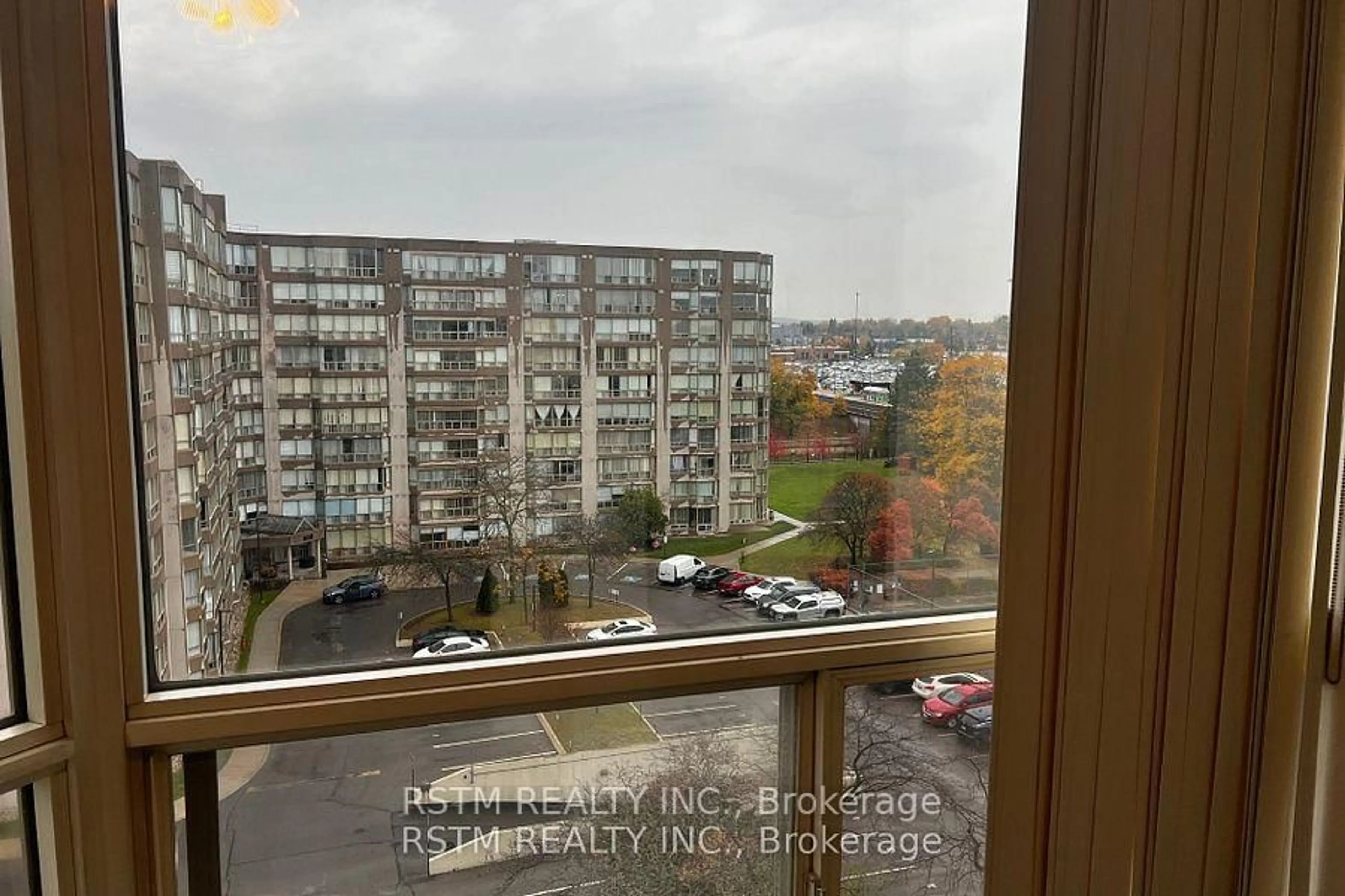 Balcony in the apartment, city buildings view from balcony for 175 Cedar Ave #808, Richmond Hill Ontario L4C 9V3
