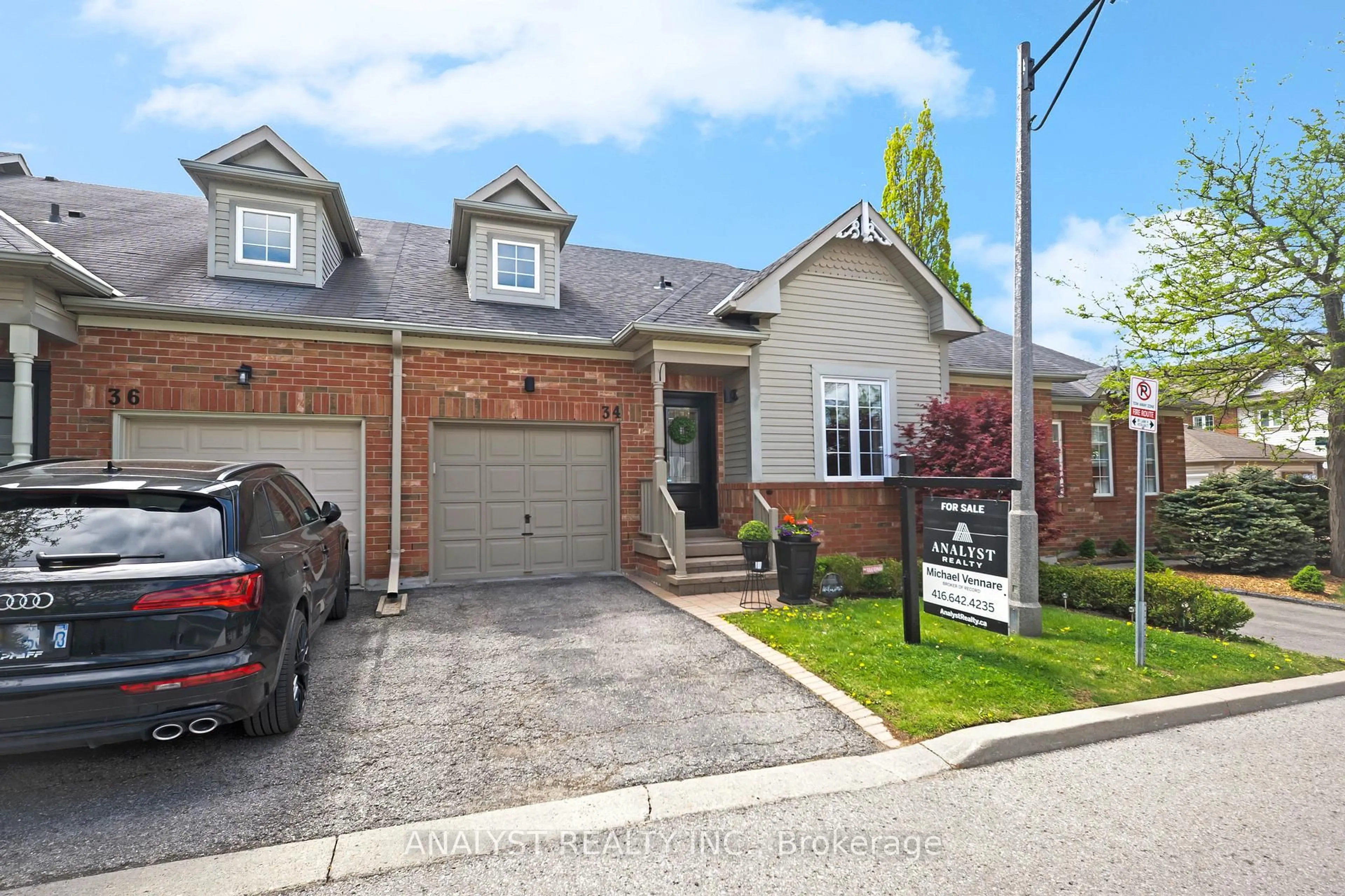 Home with brick exterior material, street for 34 Carriage Walk, Aurora Ontario L4G 7J7