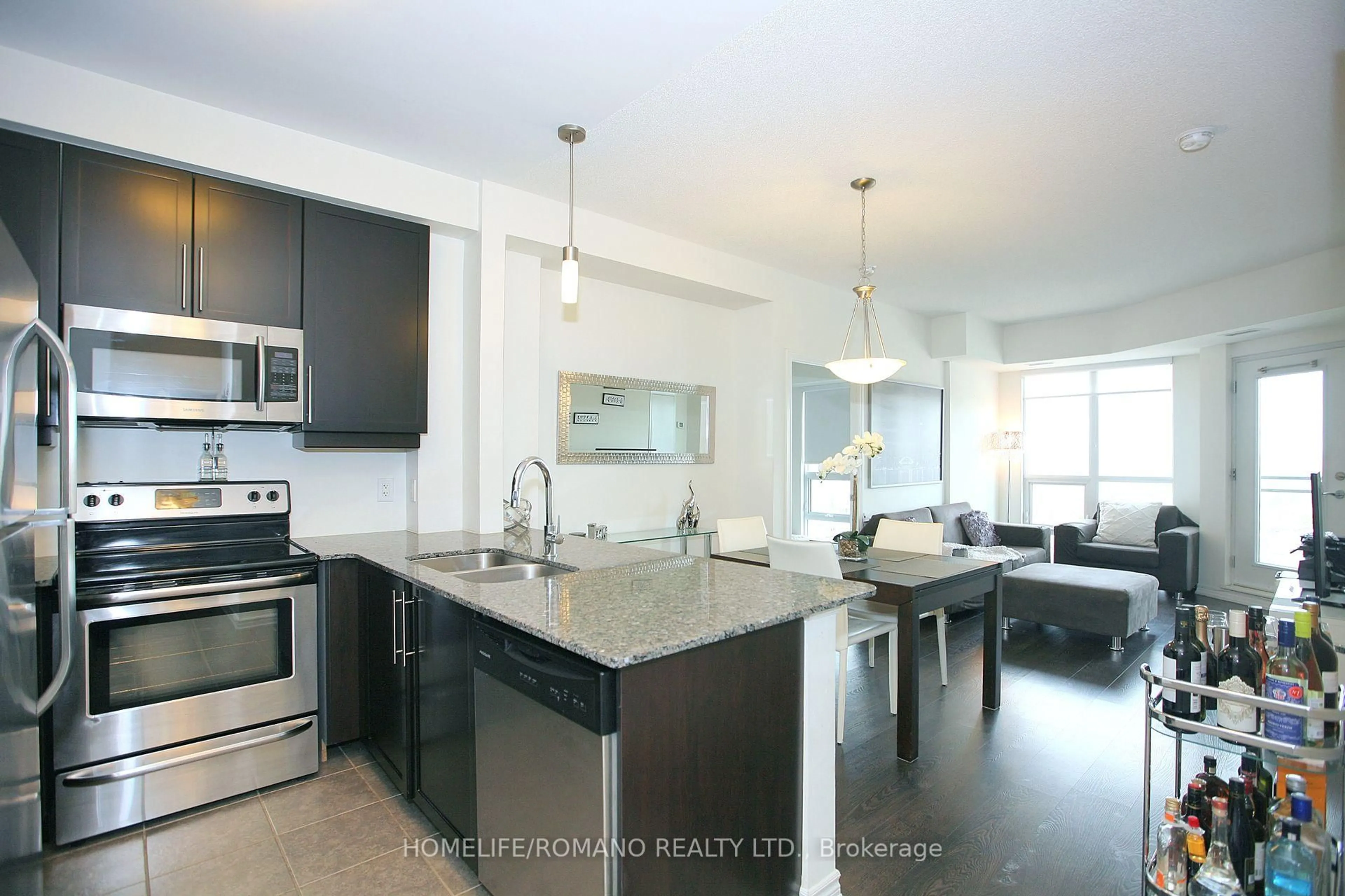 Open concept kitchen, ceramic/tile floor for 7730 Kipling Ave #1104, Vaughan Ontario L4L 1Y9