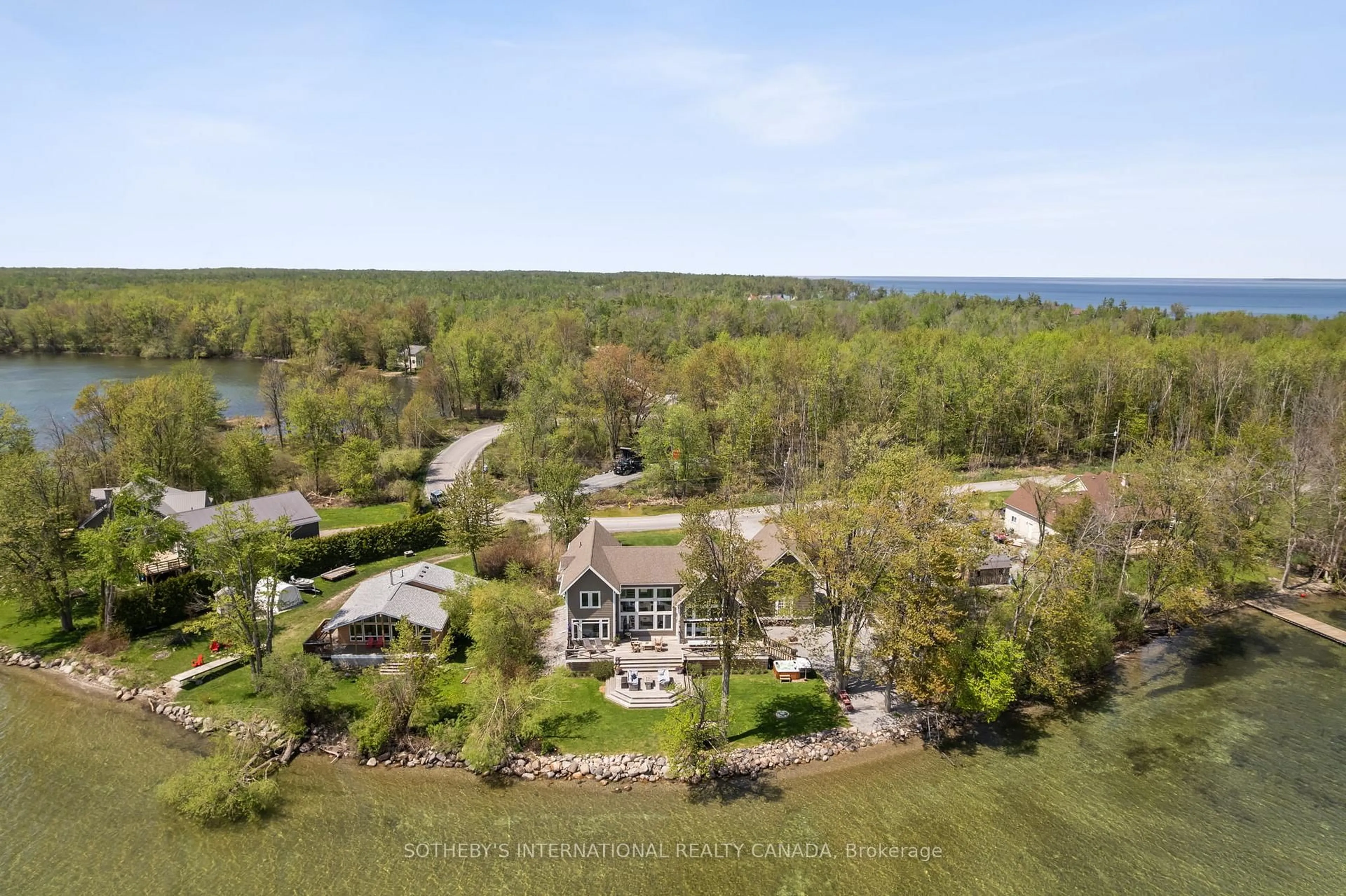 A pic from outside/outdoor area/front of a property/back of a property/a pic from drone, water/lake/river/ocean view for 544 Milne Rd, Georgina Islands Ontario L0E 1N0