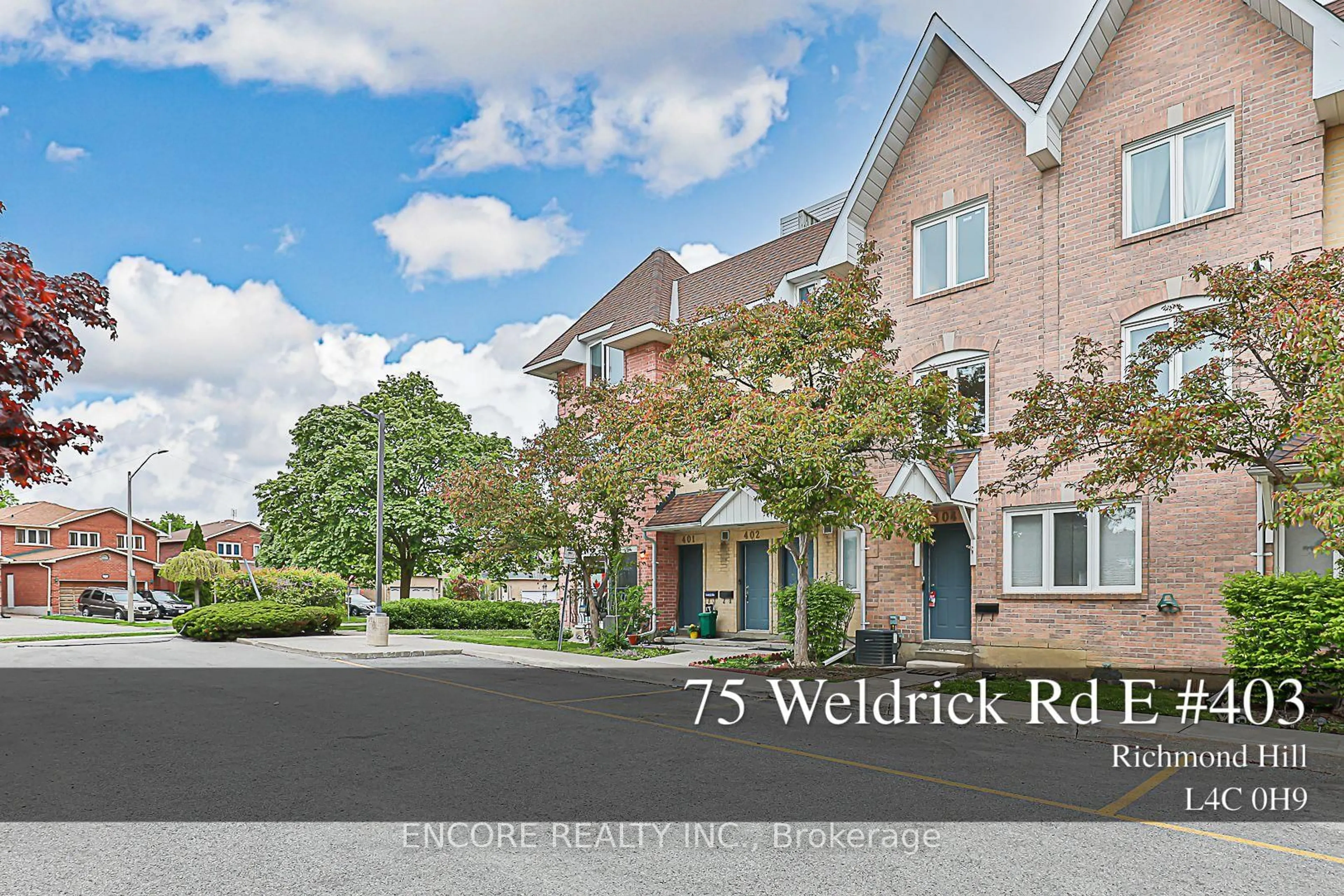 A pic from outside/outdoor area/front of a property/back of a property/a pic from drone, street for 75 Weldrick Rd #403, Richmond Hill Ontario L4C 0H9