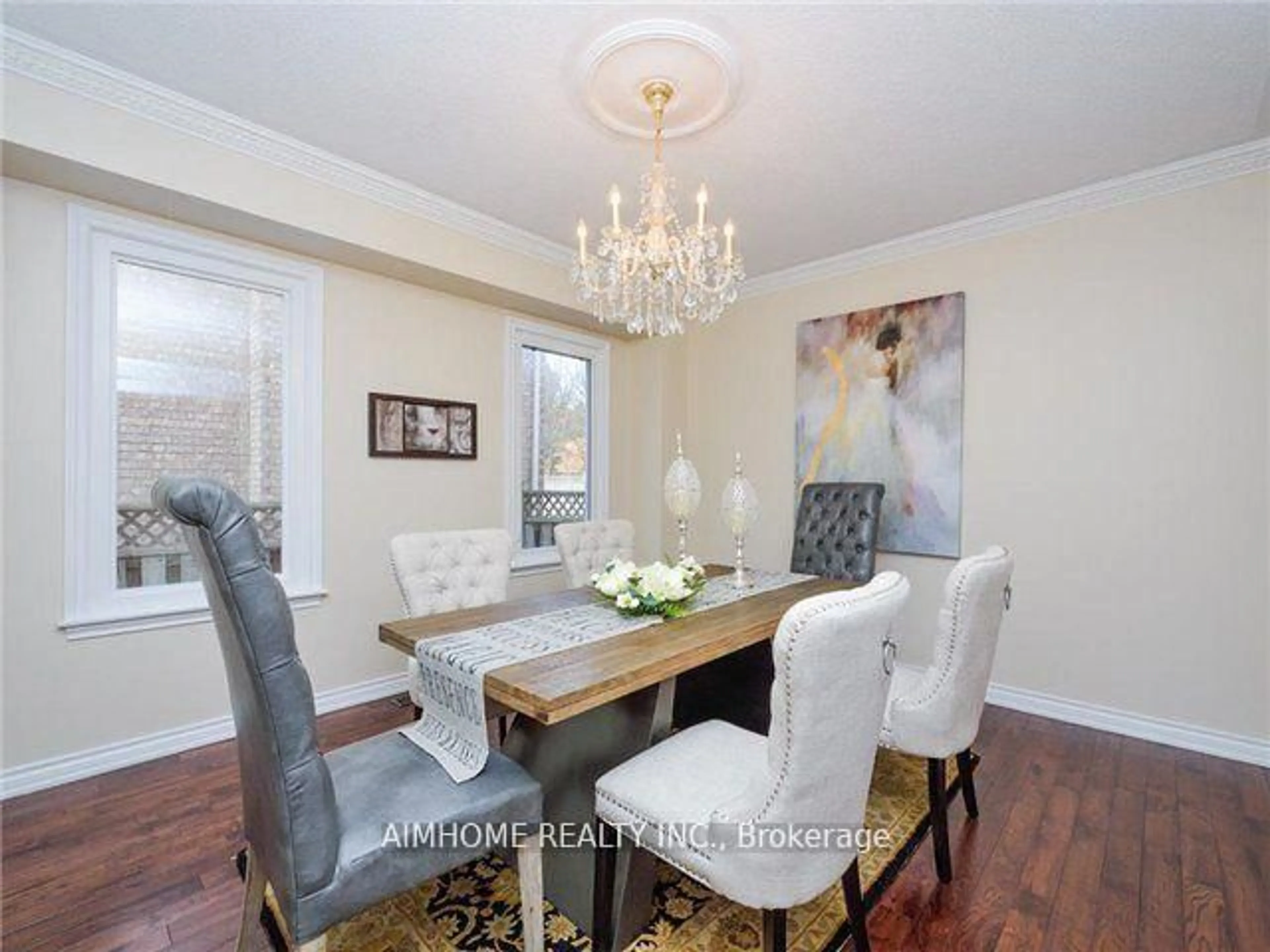 Dining room, wood/laminate floor for 56 Braeside Sq, Markham Ontario L3R 0A4