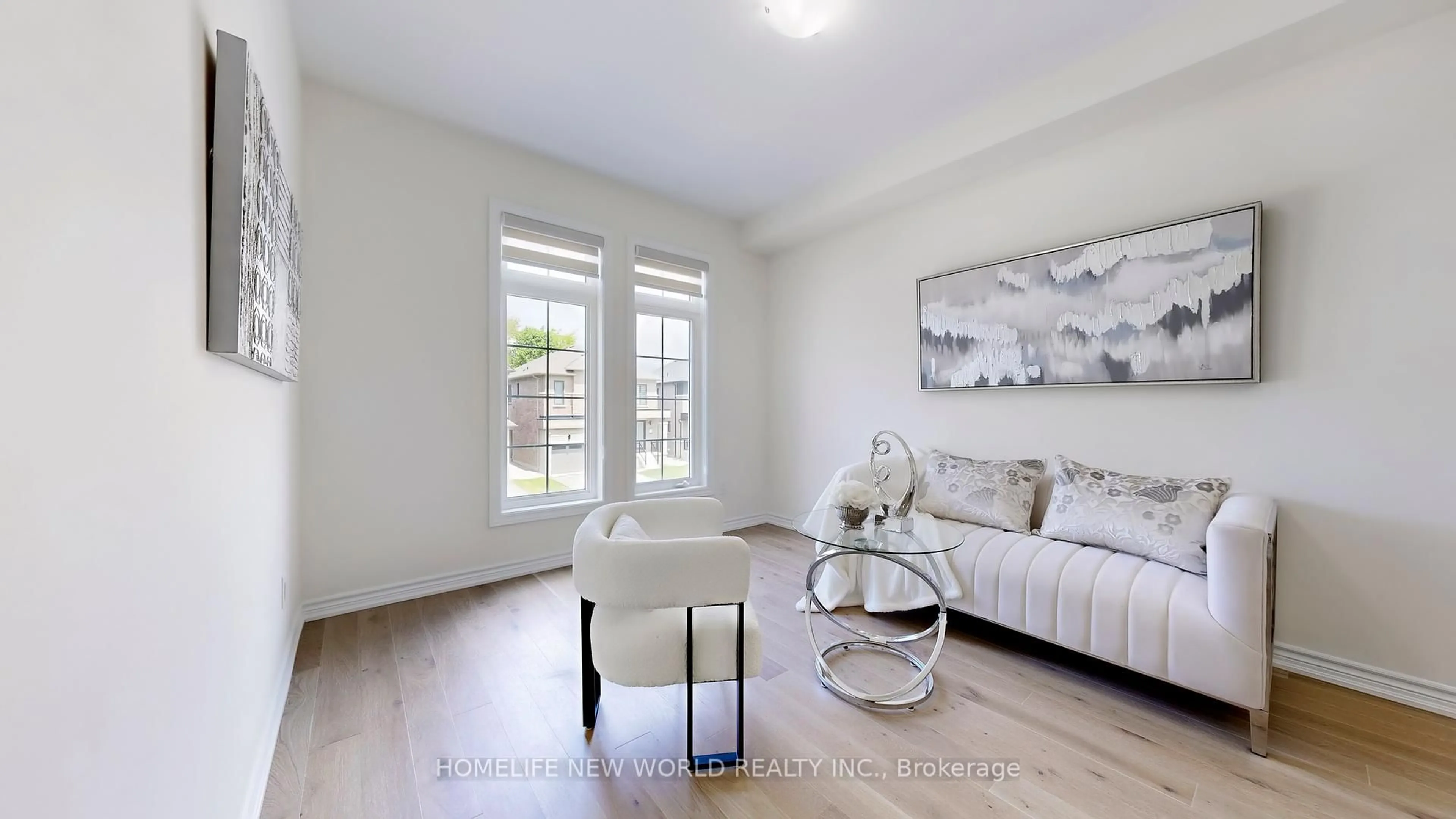 Living room with furniture, wood/laminate floor for 19 Ahchie Crt, Vaughan Ontario L6A 5E5