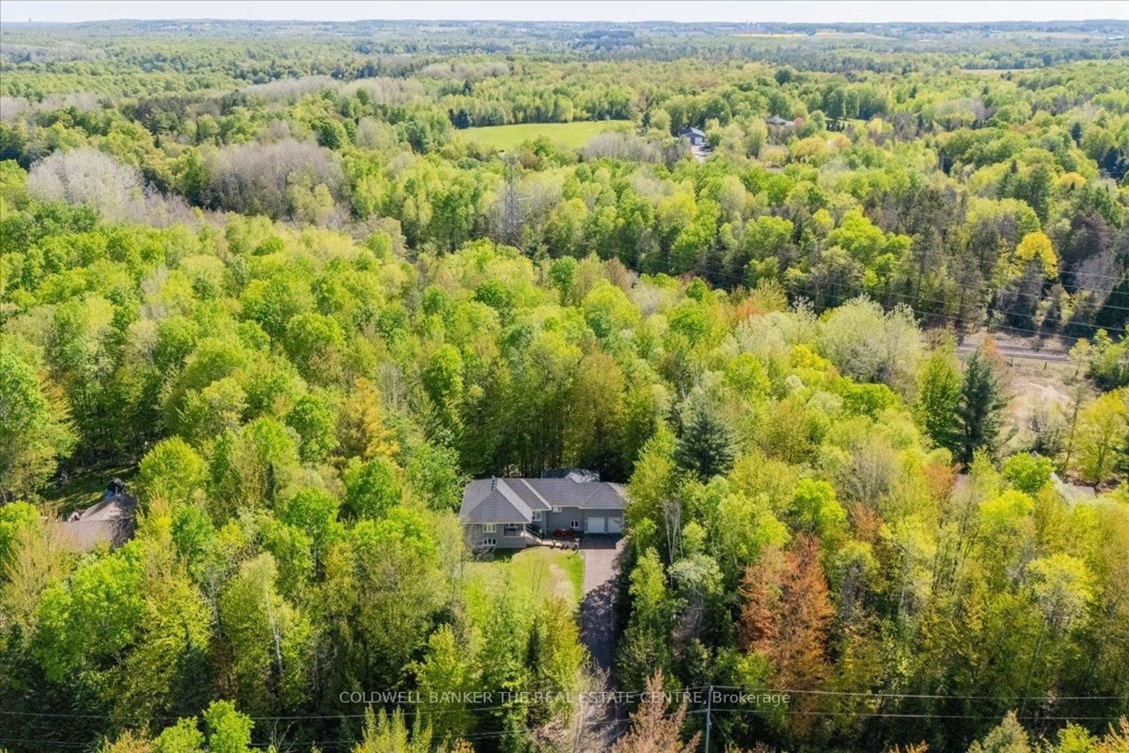 A pic from outside/outdoor area/front of a property/back of a property/a pic from drone, forest/trees view for 7563 5th Line, Essa Ontario L3W 0S7