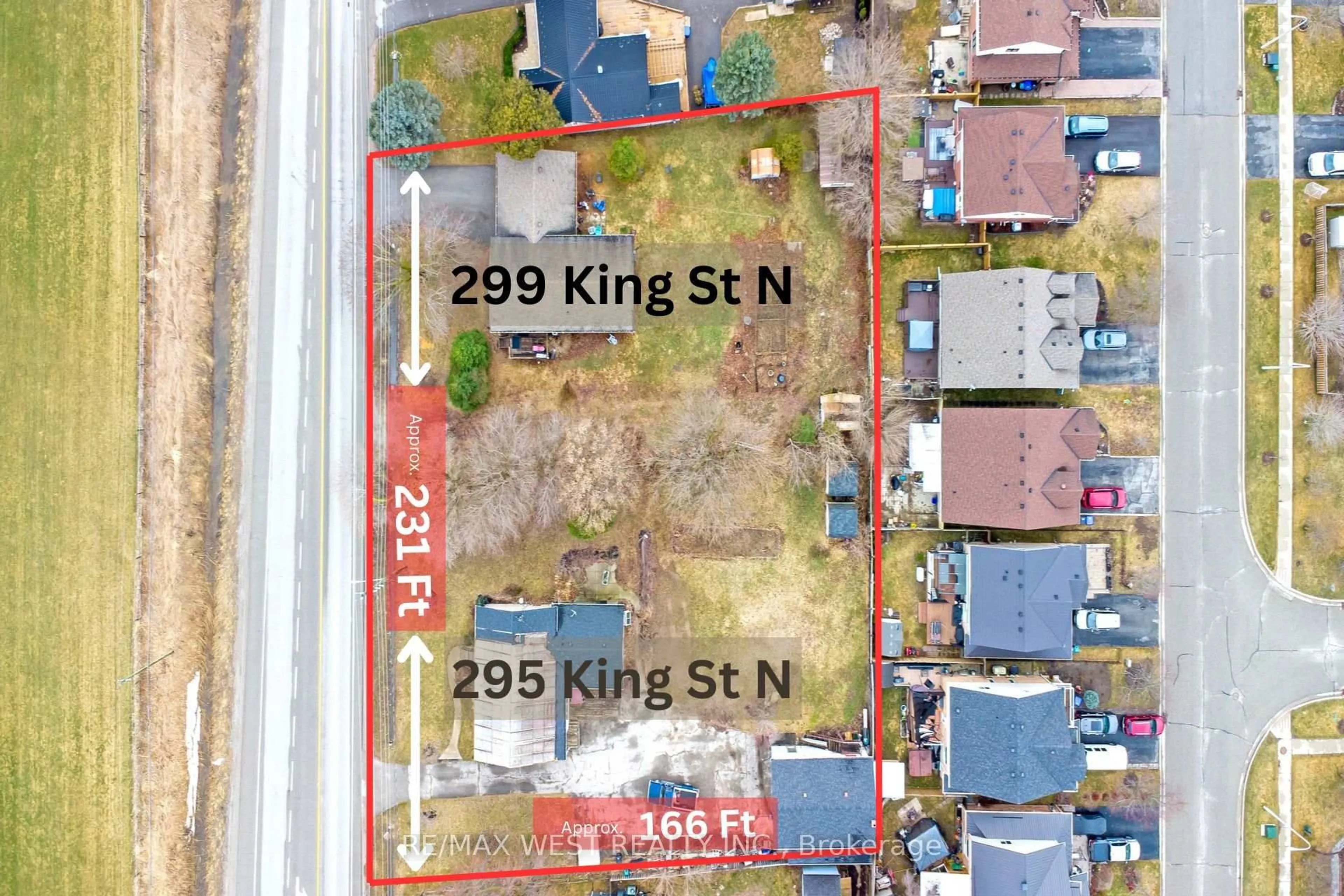A pic from outside/outdoor area/front of a property/back of a property/a pic from drone, street for 299&295 King St, New Tecumseth Ontario L9R 1N3