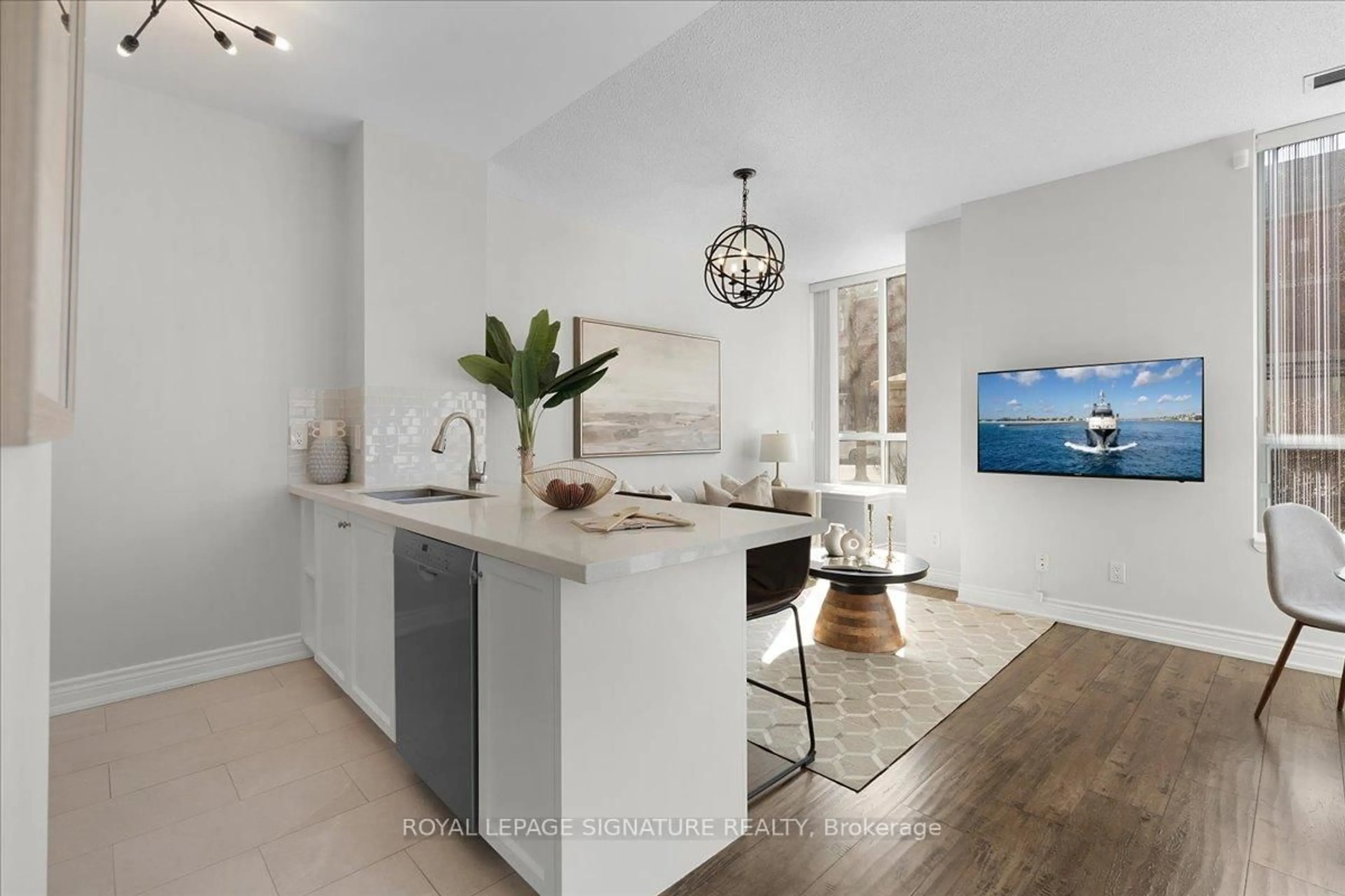 Open concept kitchen, ceramic/tile floor for 25 Times Ave #108, Markham Ontario L3T 7X5