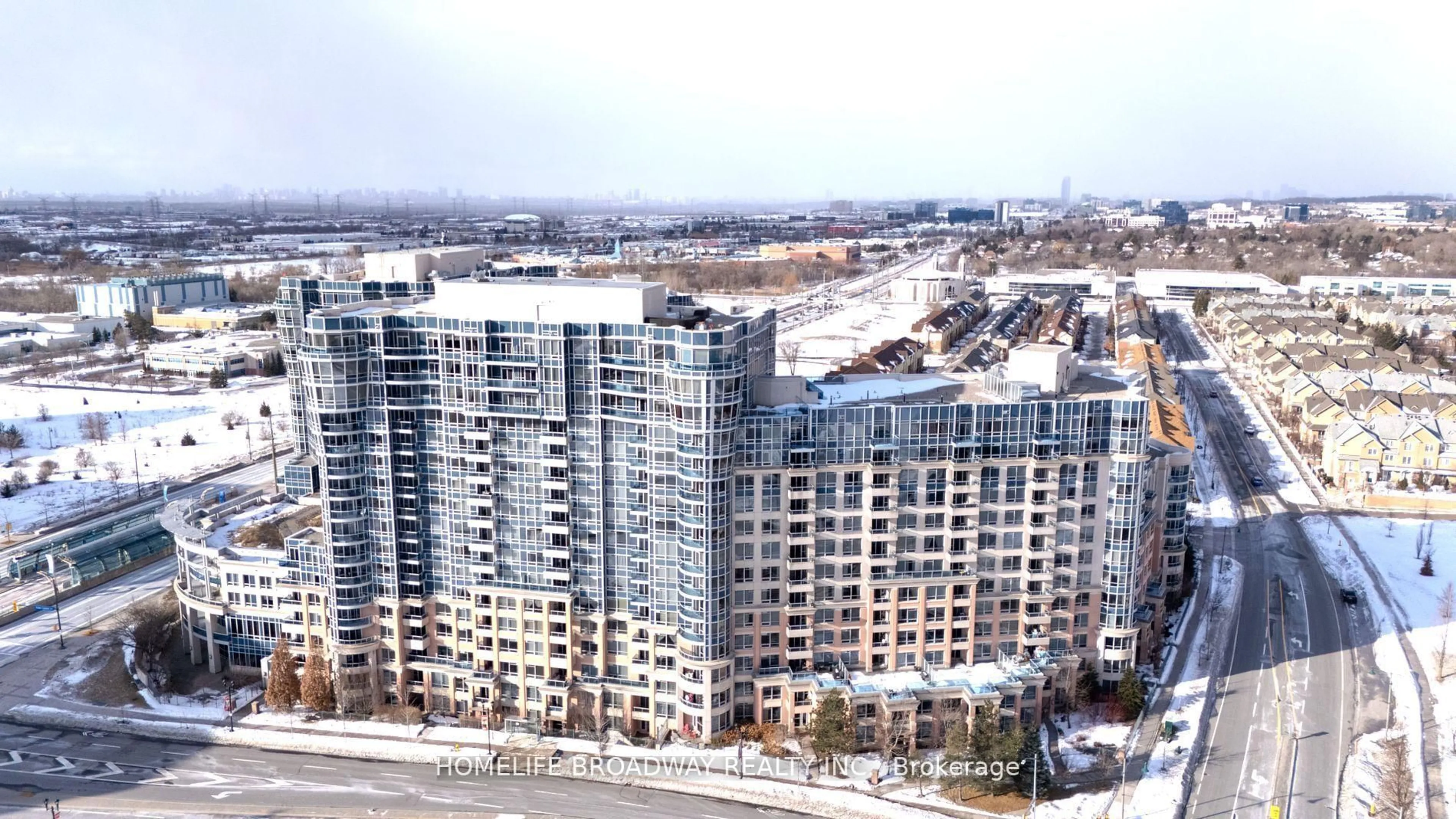 A pic from outside/outdoor area/front of a property/back of a property/a pic from drone, city buildings view from balcony for 23 Cox Blvd #263, Markham Ontario L3R 7Z9