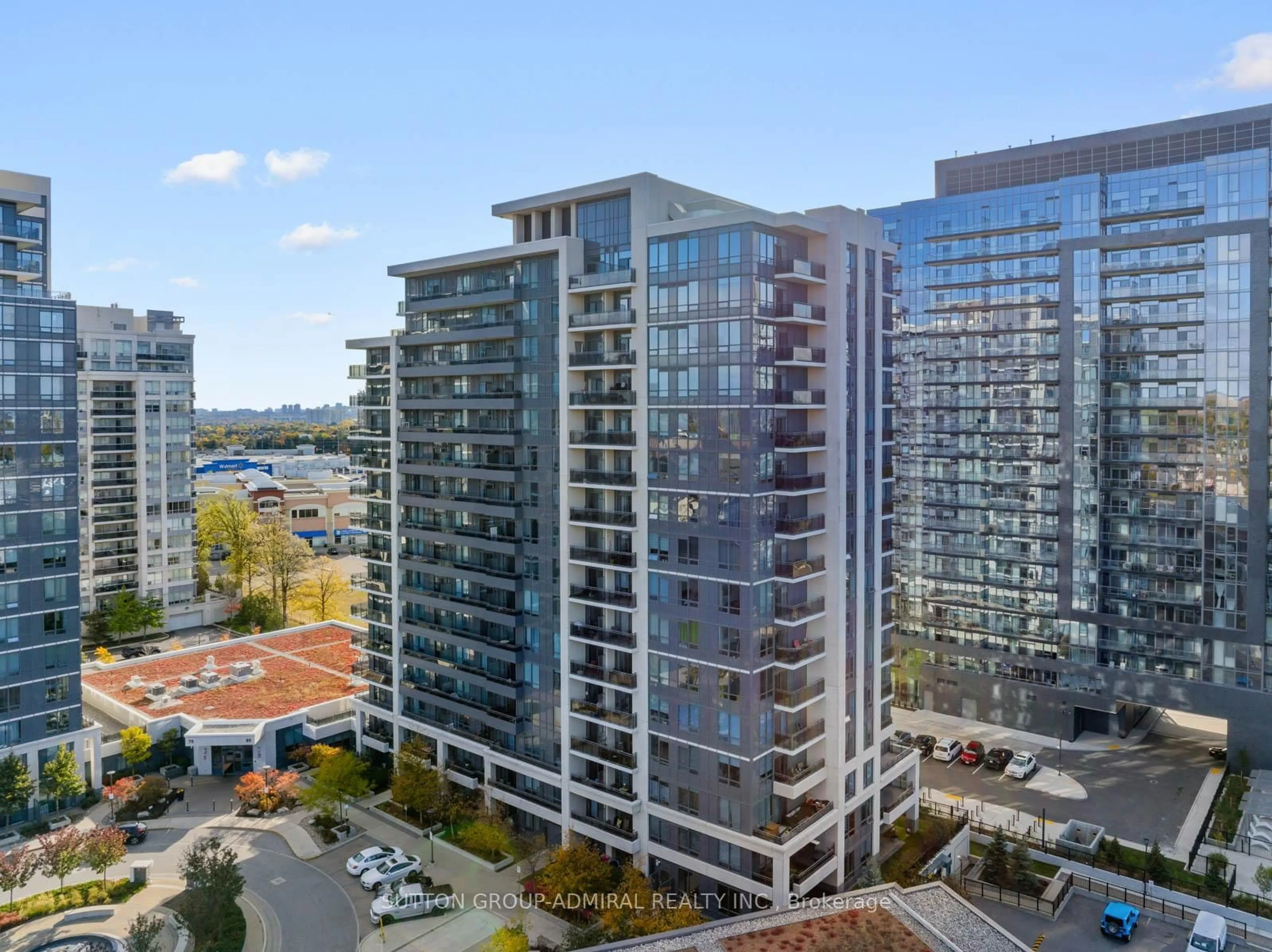 A pic from outside/outdoor area/front of a property/back of a property/a pic from drone, city buildings view from balcony for 85 North Park Rd #114, Vaughan Ontario L4J 0H9