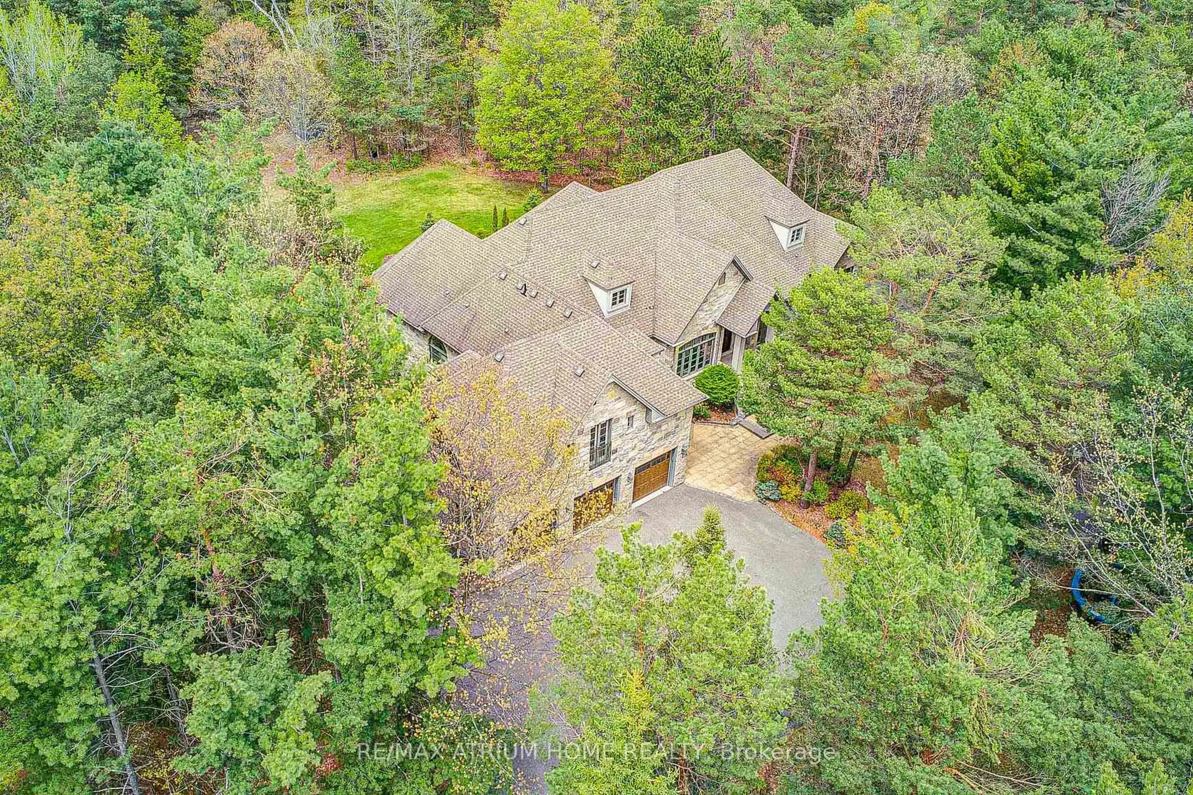 A pic from outside/outdoor area/front of a property/back of a property/a pic from drone, forest/trees view for 10 Woodlot Crt, Whitchurch-Stouffville Ontario L4A 2L6