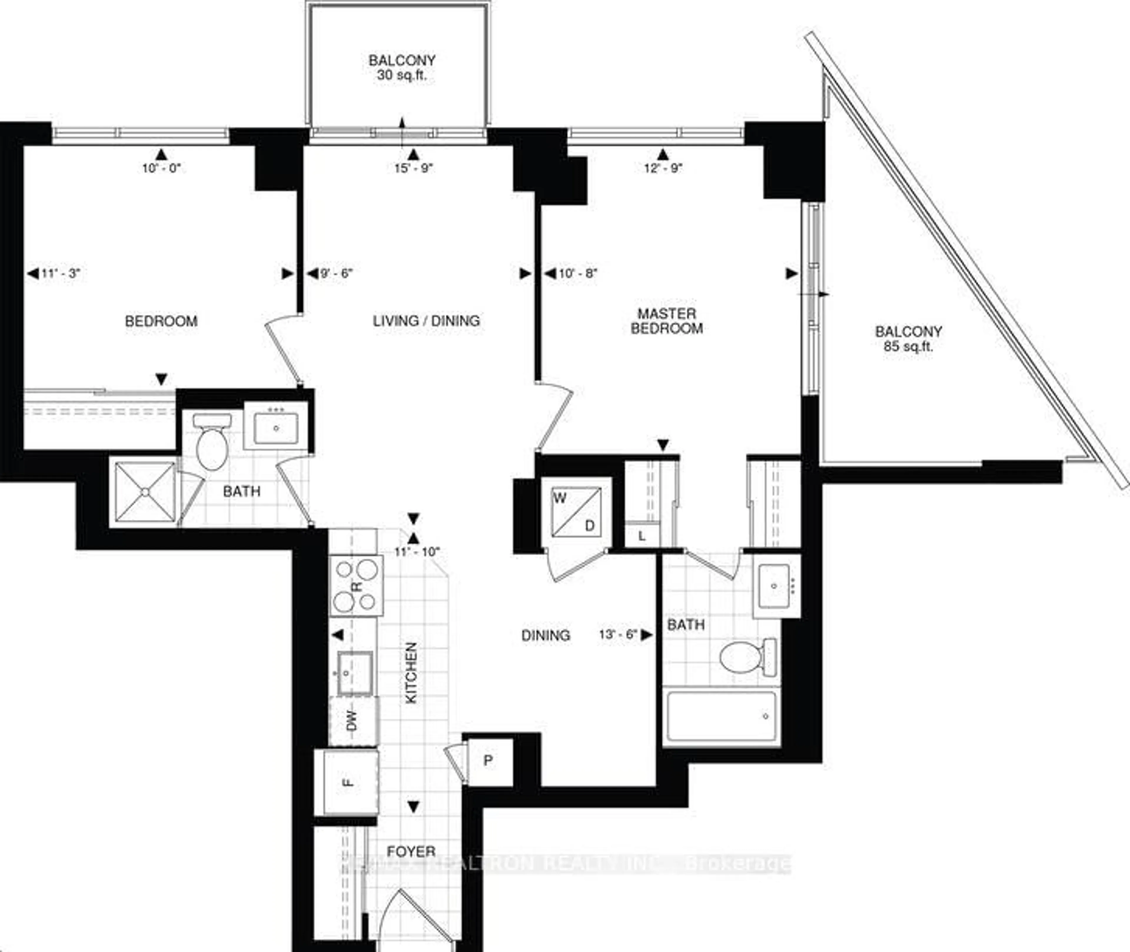 Floor plan for 9205 Yonge St #1502 NE, Richmond Hill Ontario L4C 1V5