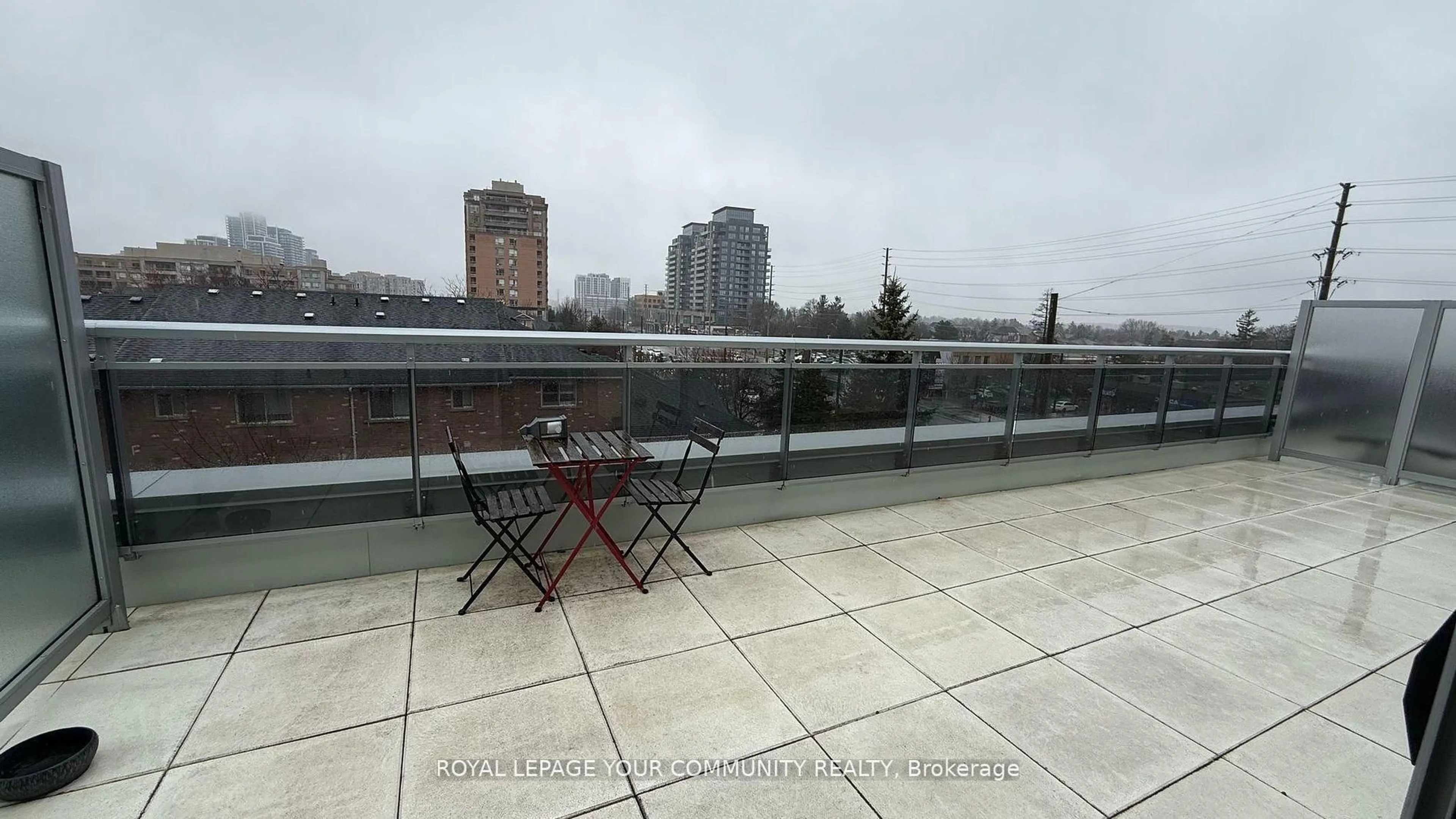 Balcony in the apartment, city buildings view from balcony for 9191 Yonge St #404 SW, Richmond Hill Ontario L4C 1E2