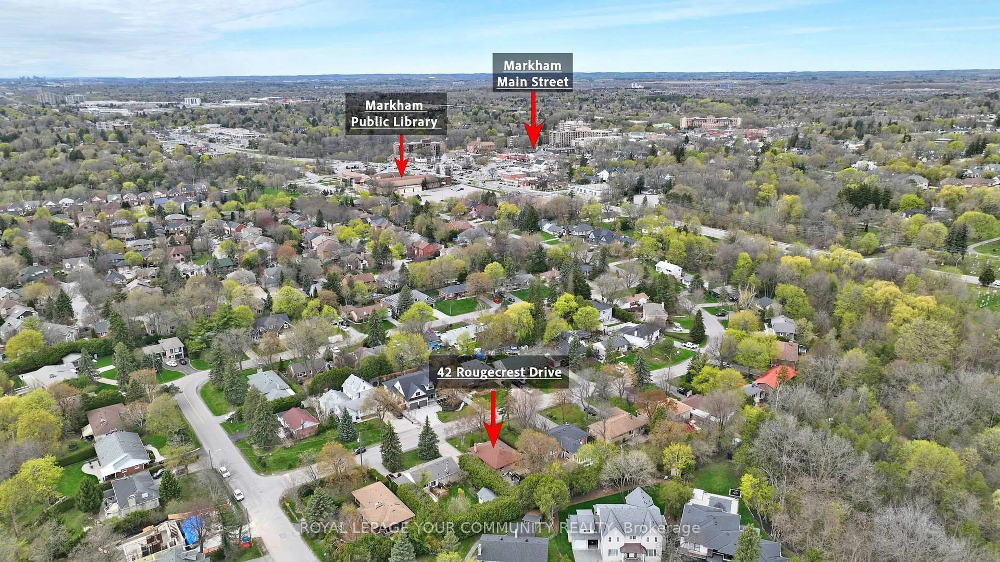 A pic from outside/outdoor area/front of a property/back of a property/a pic from drone, city buildings view from balcony for 42 Rougecrest Dr, Markham Ontario L3P 3B6