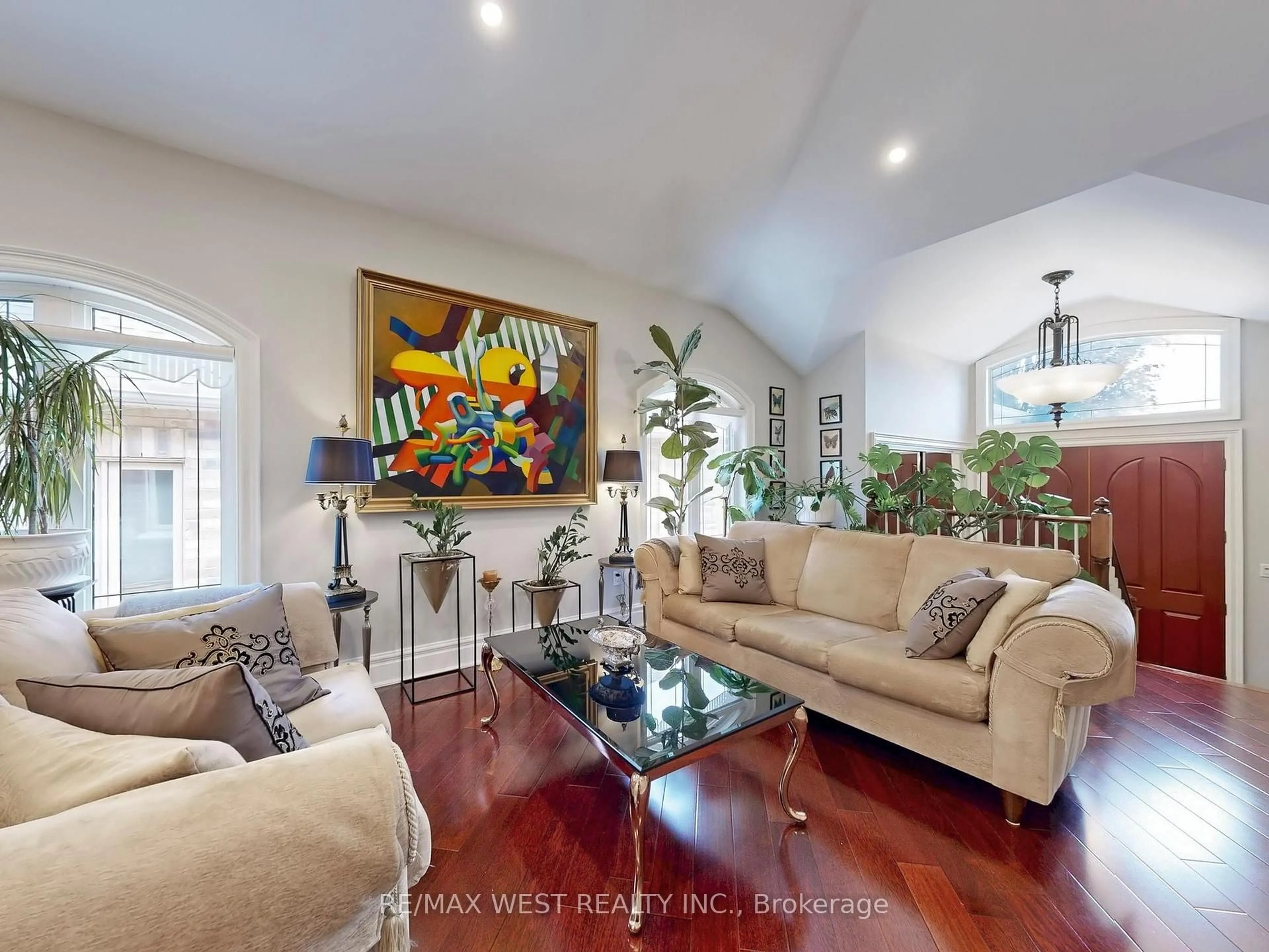 Living room with furniture, wood/laminate floor for 76 Petticoat Rd, Vaughan Ontario L6A 0L8