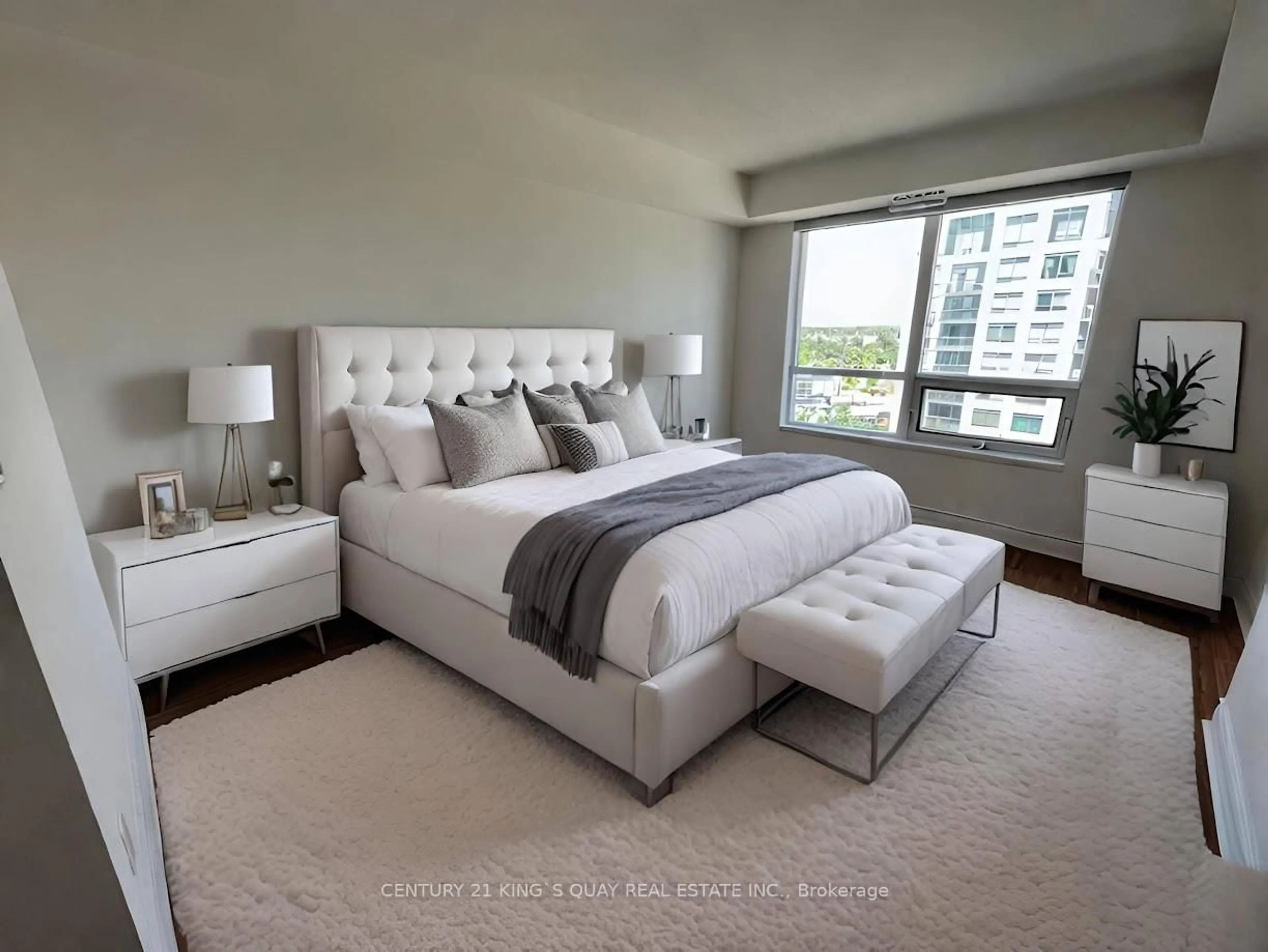 Bedroom with bed, carpet floor for 55 South Town Centre Blvd #702, Markham Ontario L6G 0B1