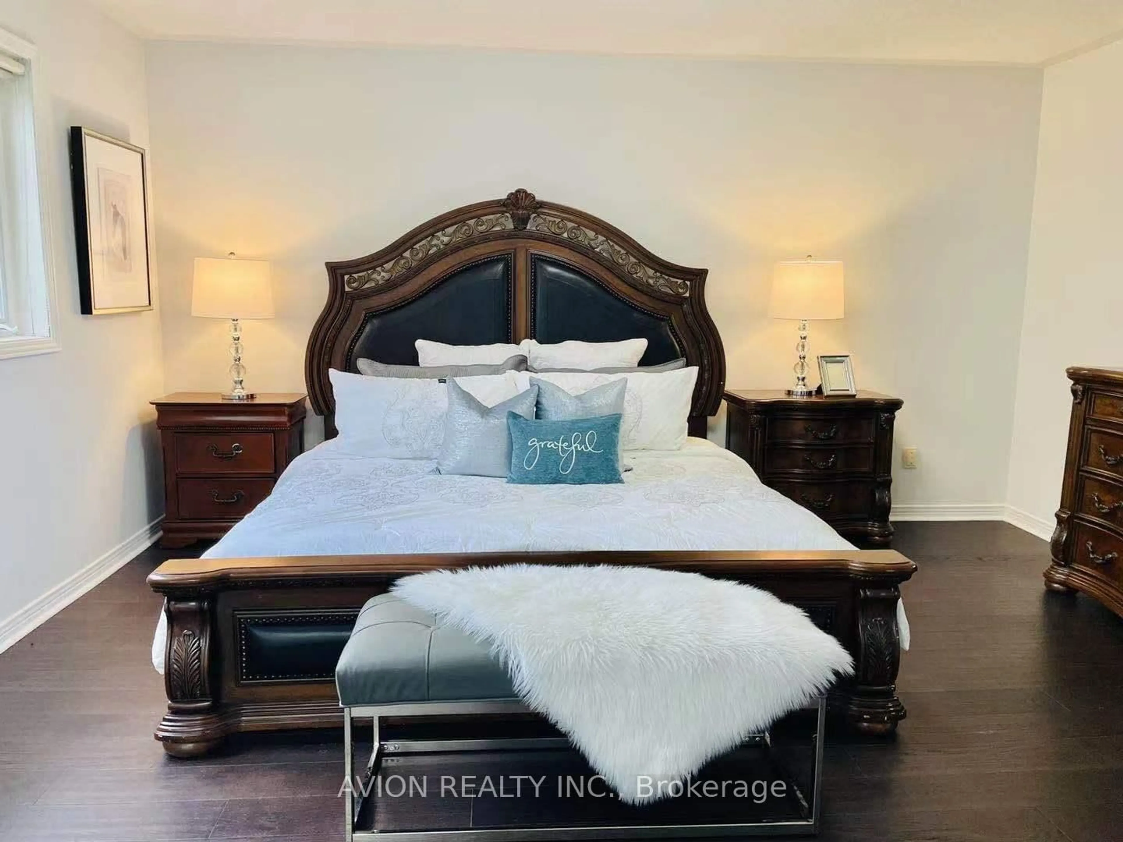 Bedroom with bed, wood/laminate floor for 74 Belford Cres, Markham Ontario L3S 4E1