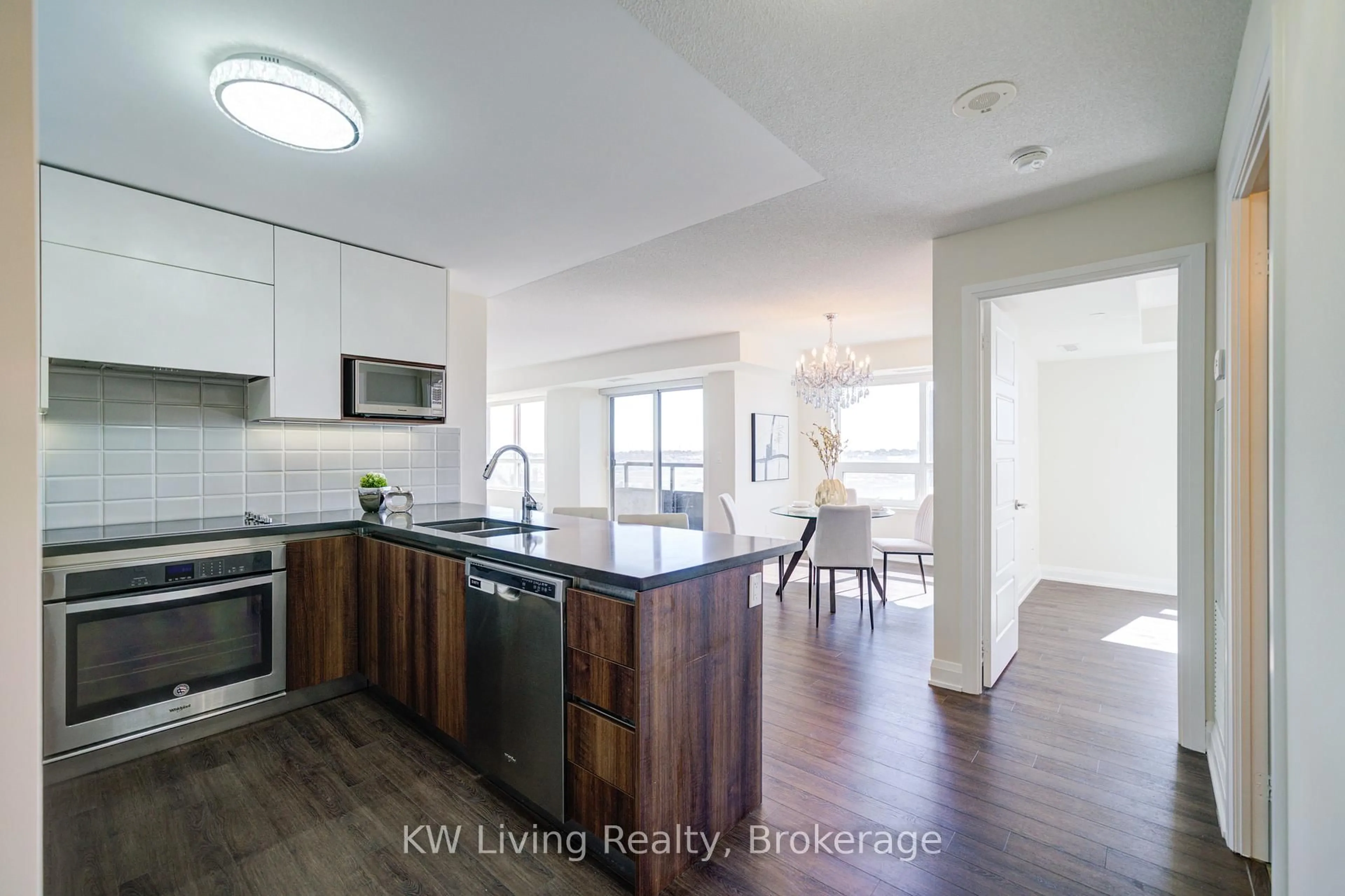 Open concept kitchen, wood/laminate floor for 15 Water Walk Dr #1205, Markham Ontario L6G 0G2