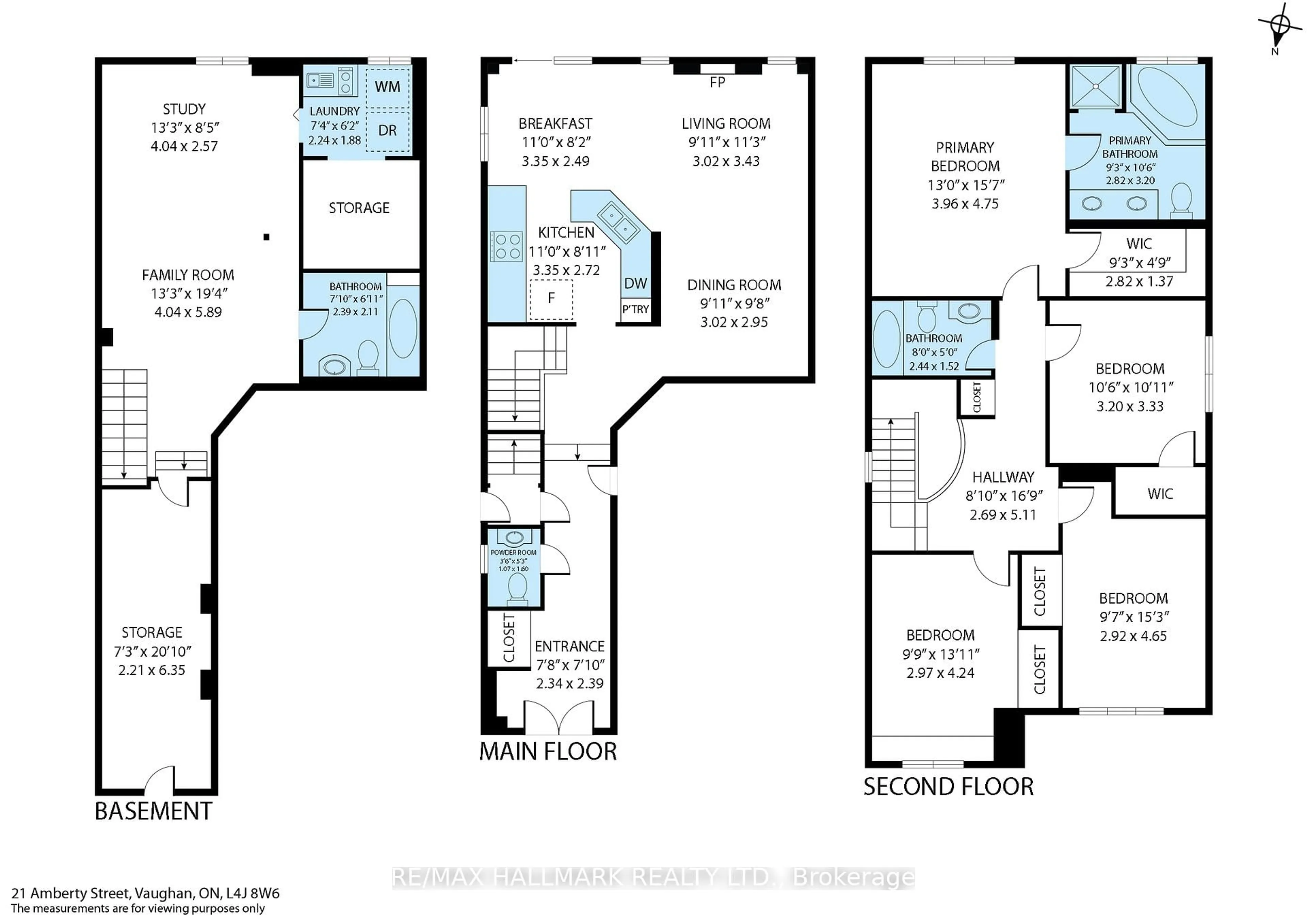 Floor plan for 21 Amberty St, Vaughan Ontario L4J 8W6
