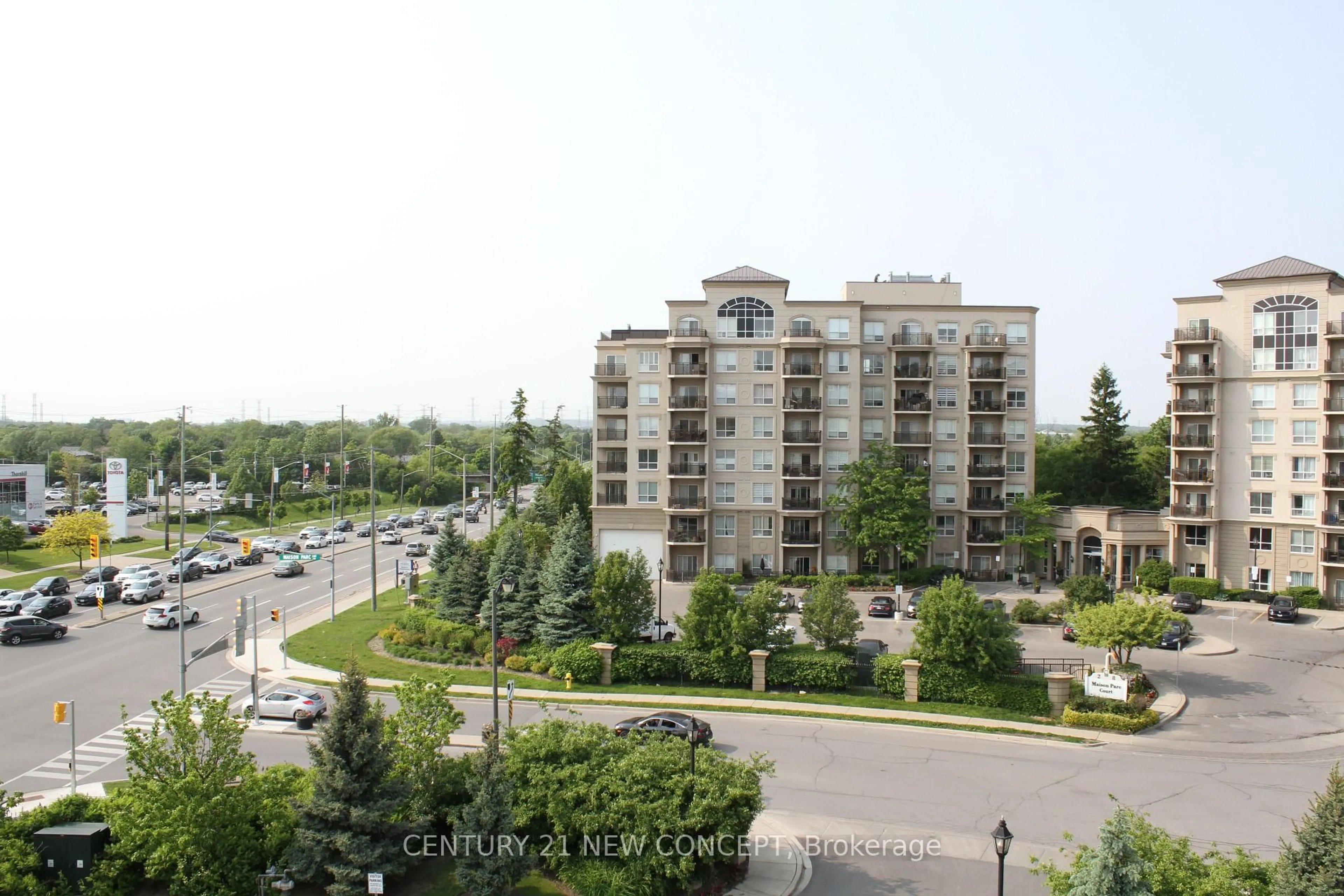 A pic from outside/outdoor area/front of a property/back of a property/a pic from drone, city buildings view from balcony for 1 Maison Parc Crt #502, Vaughan Ontario L4J 9K1