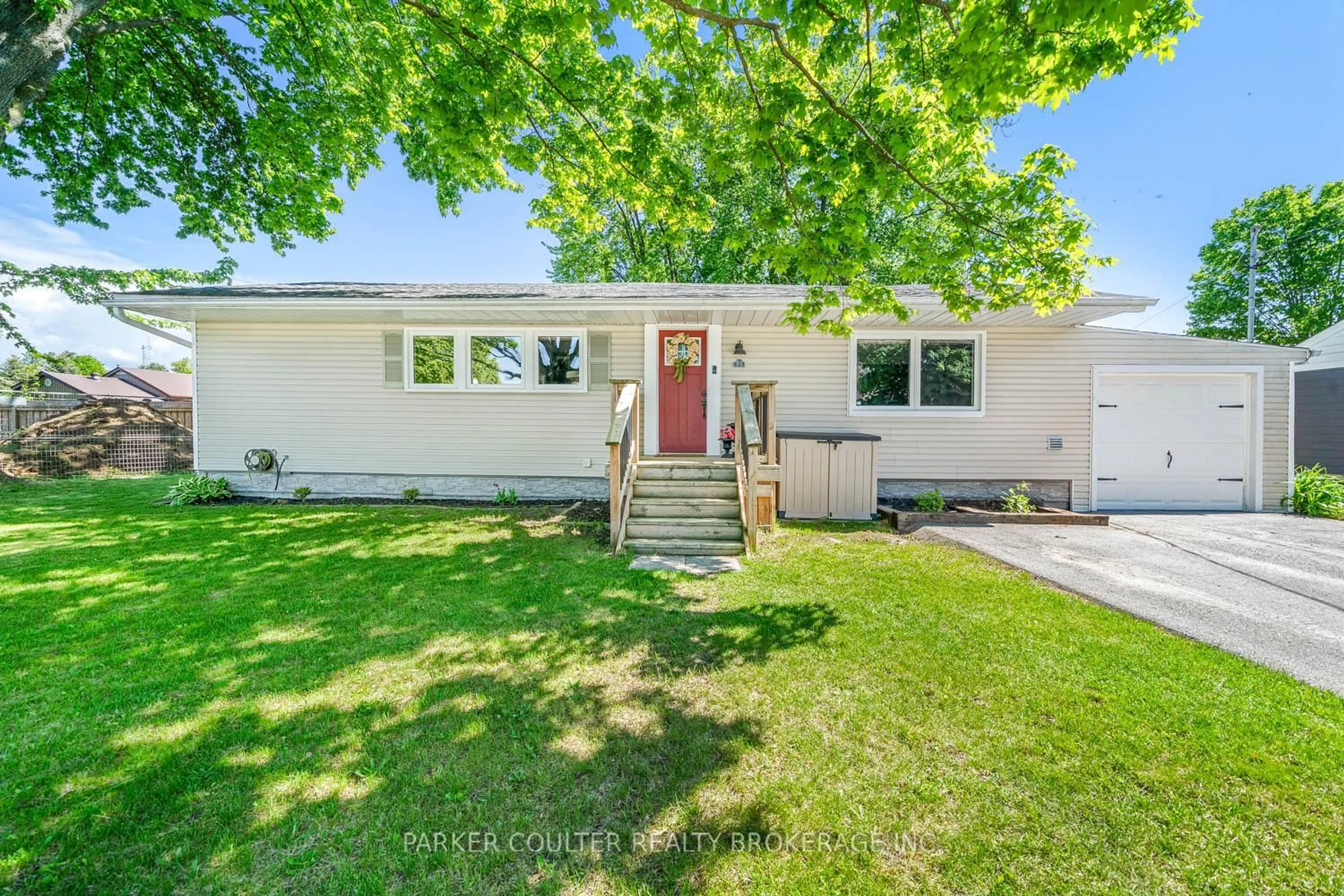 Home with vinyl exterior material, street for 22 Centre St, Essa Ontario L0M 1B0