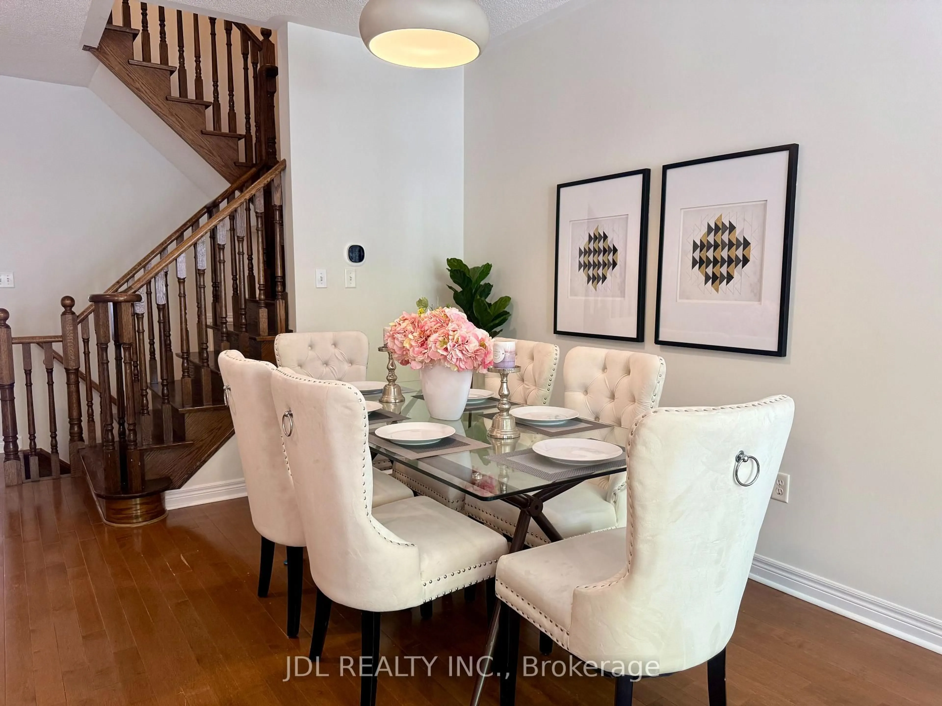 Dining room, wood/laminate floor for 64 Pillar Rock Cres, Markham Ontario L6C 3H4