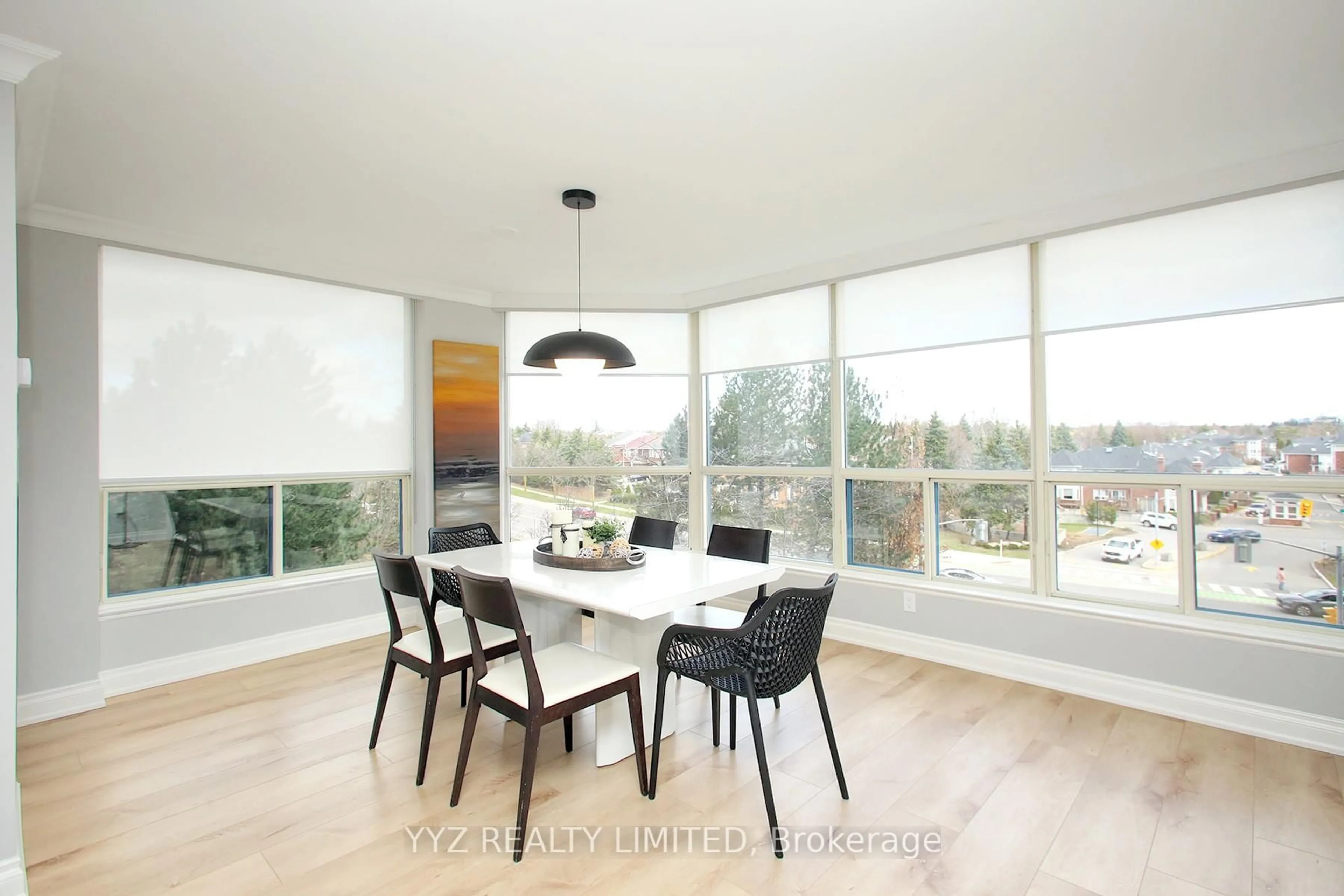 Dining room, wood/laminate floor for 1 Clark Ave #407, Vaughan Ontario L4J 7Y6