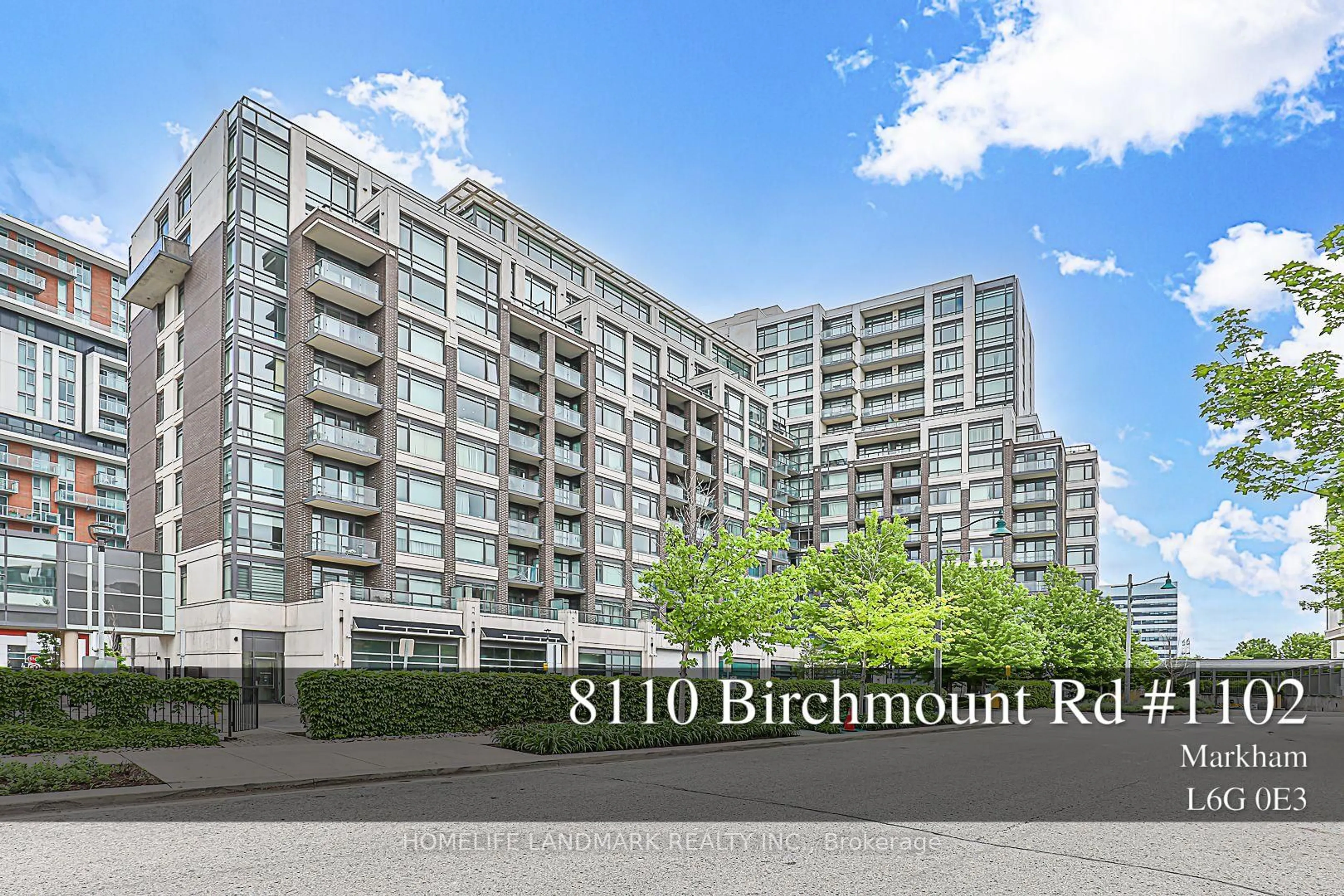 A pic from outside/outdoor area/front of a property/back of a property/a pic from drone, street for 8110 Birchmount Rd #1102, Markham Ontario L6G 0E3
